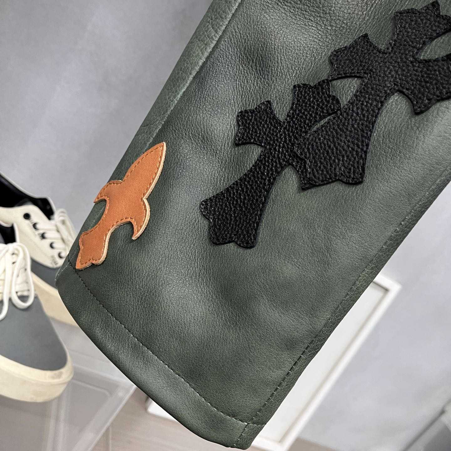 Chrome Heart Leather Cross Jeans - PerfectKickZ