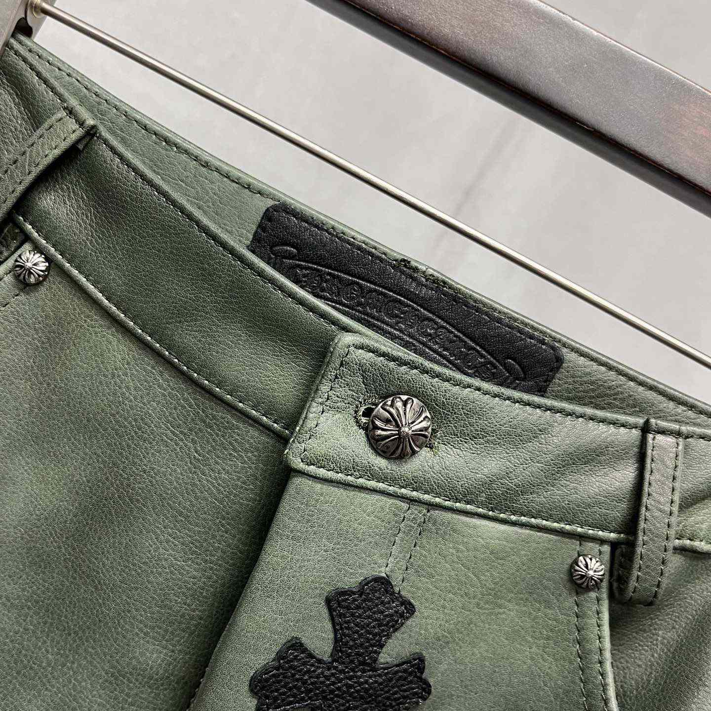 Chrome Heart Leather Cross Jeans - PerfectKickZ