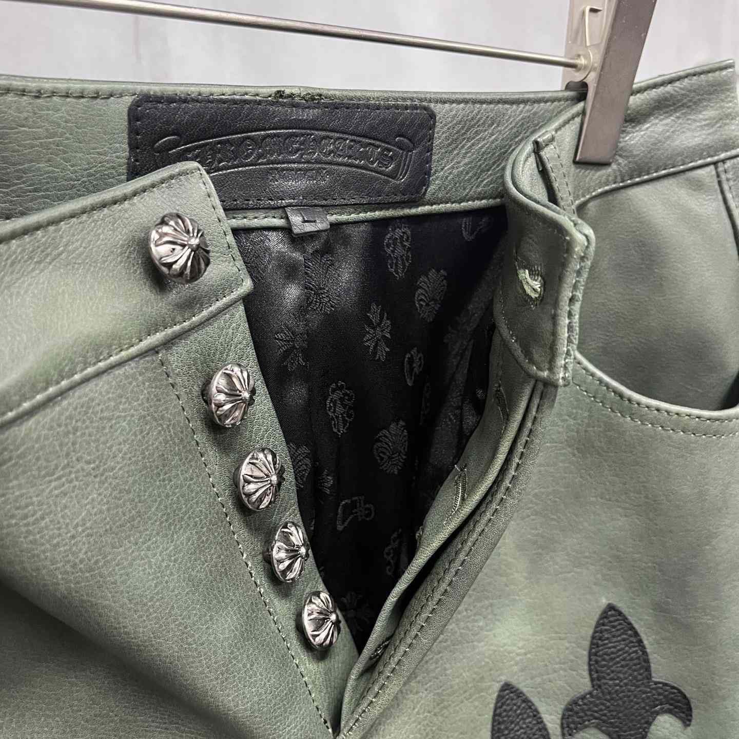 Chrome Heart Leather Cross Jeans - PerfectKickZ