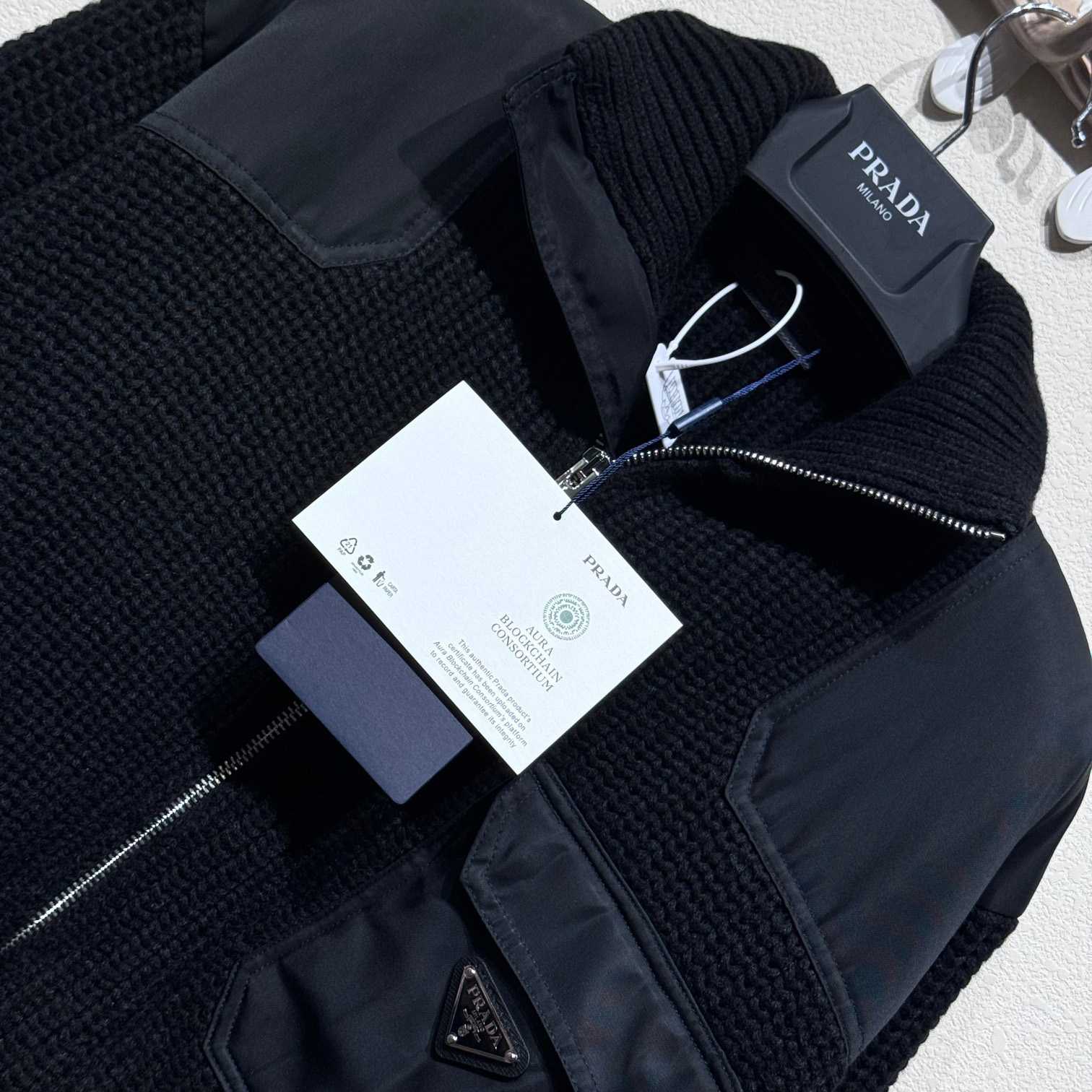 Prada Wool And Cashmere Cardigan With Re-Nylon Details - PerfectKickZ