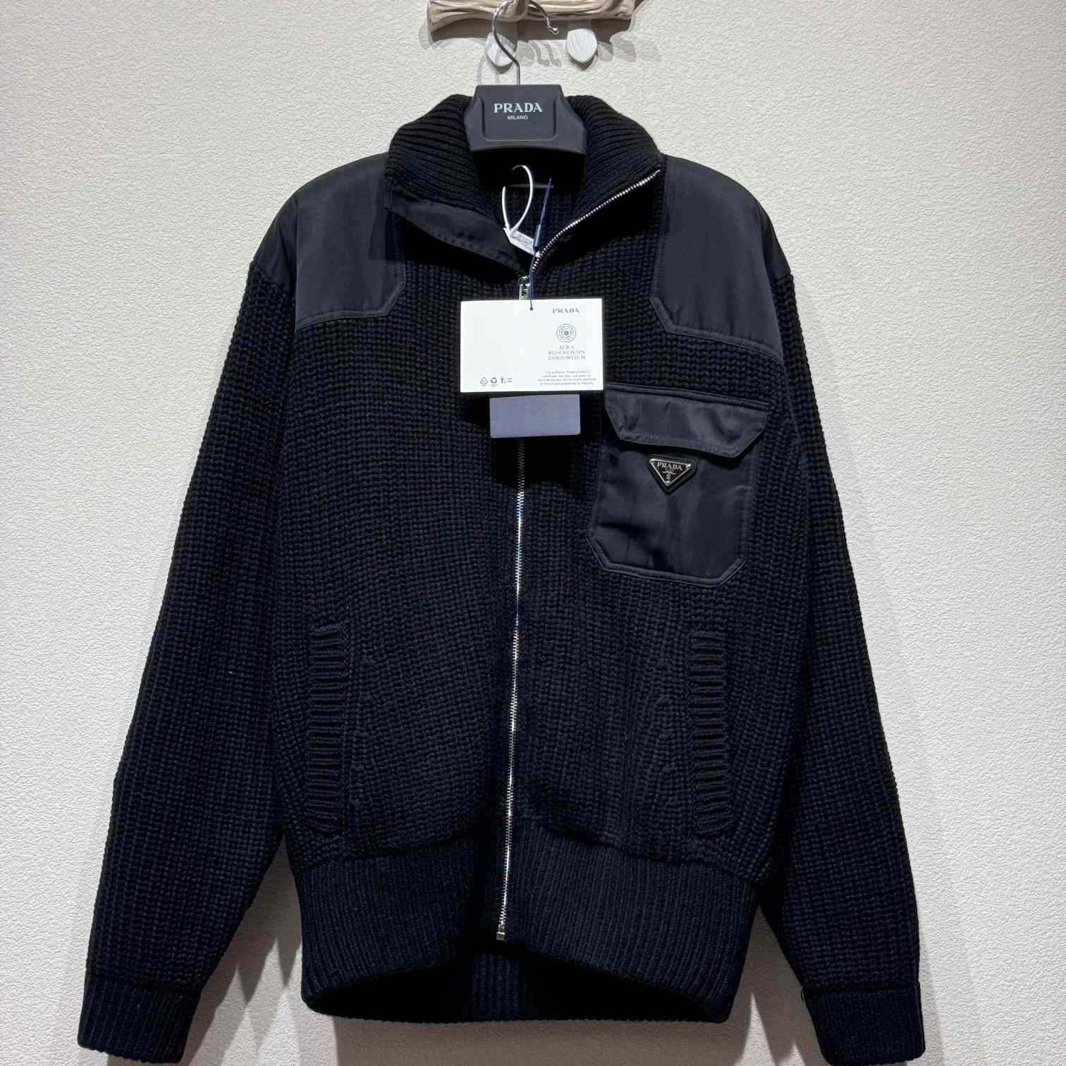 Prada Wool And Cashmere Cardigan With Re-Nylon Details - PerfectKickZ