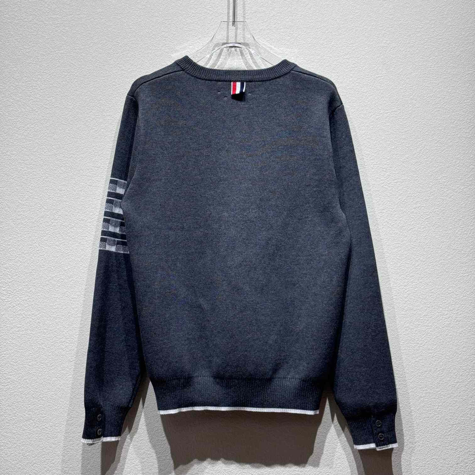 Thom Browne Cotton Crepe Buffalo Check Jacquard Hector Icon Crewneck 4-bar Pullover - PerfectKickZ