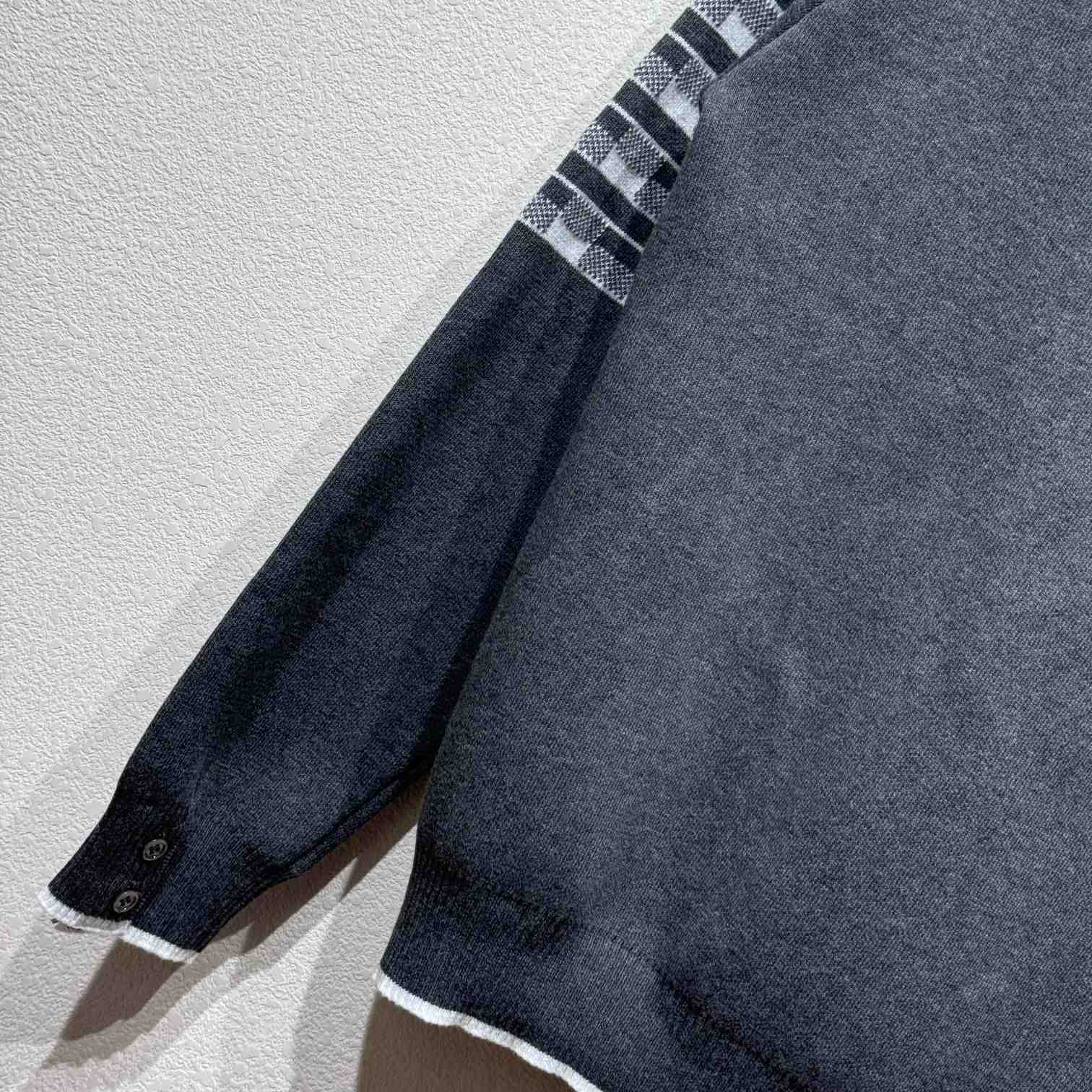 Thom Browne Cotton Crepe Buffalo Check Jacquard Hector Icon Crewneck 4-bar Pullover - PerfectKickZ