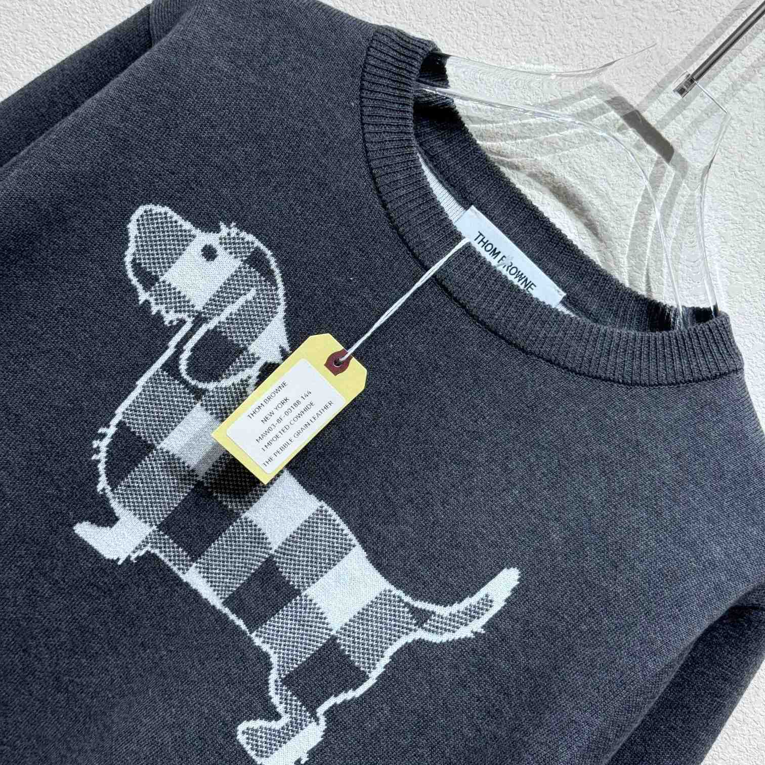 Thom Browne Cotton Crepe Buffalo Check Jacquard Hector Icon Crewneck 4-bar Pullover - PerfectKickZ