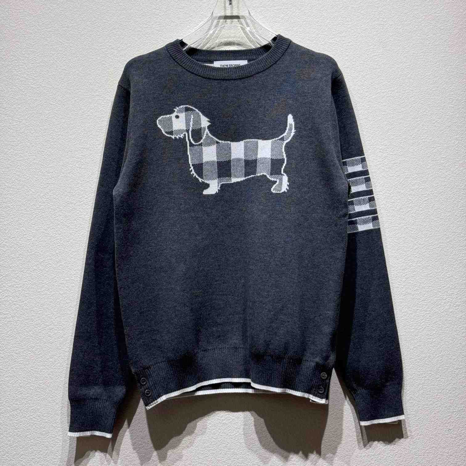Thom Browne Cotton Crepe Buffalo Check Jacquard Hector Icon Crewneck 4-bar Pullover - PerfectKickZ