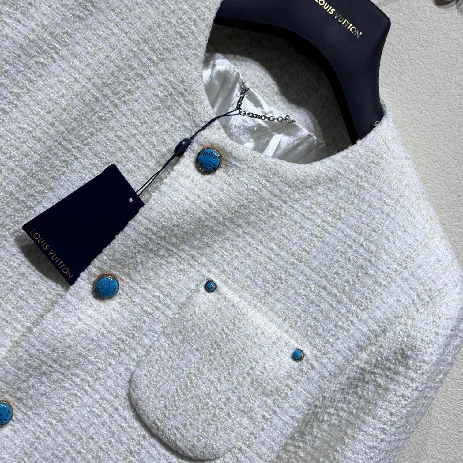 Louis Vuitton Damier Collarless Tweed Jacket    - 