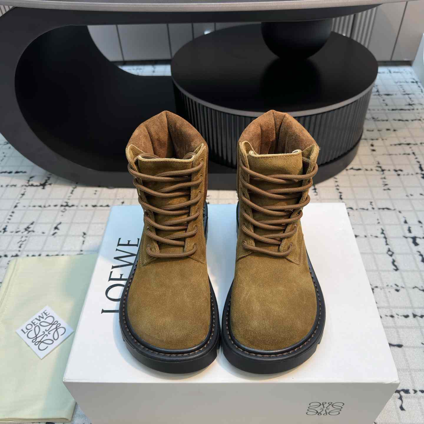 Loewe Sierra Combat Ankle Boot In Suede - PerfectKickZ