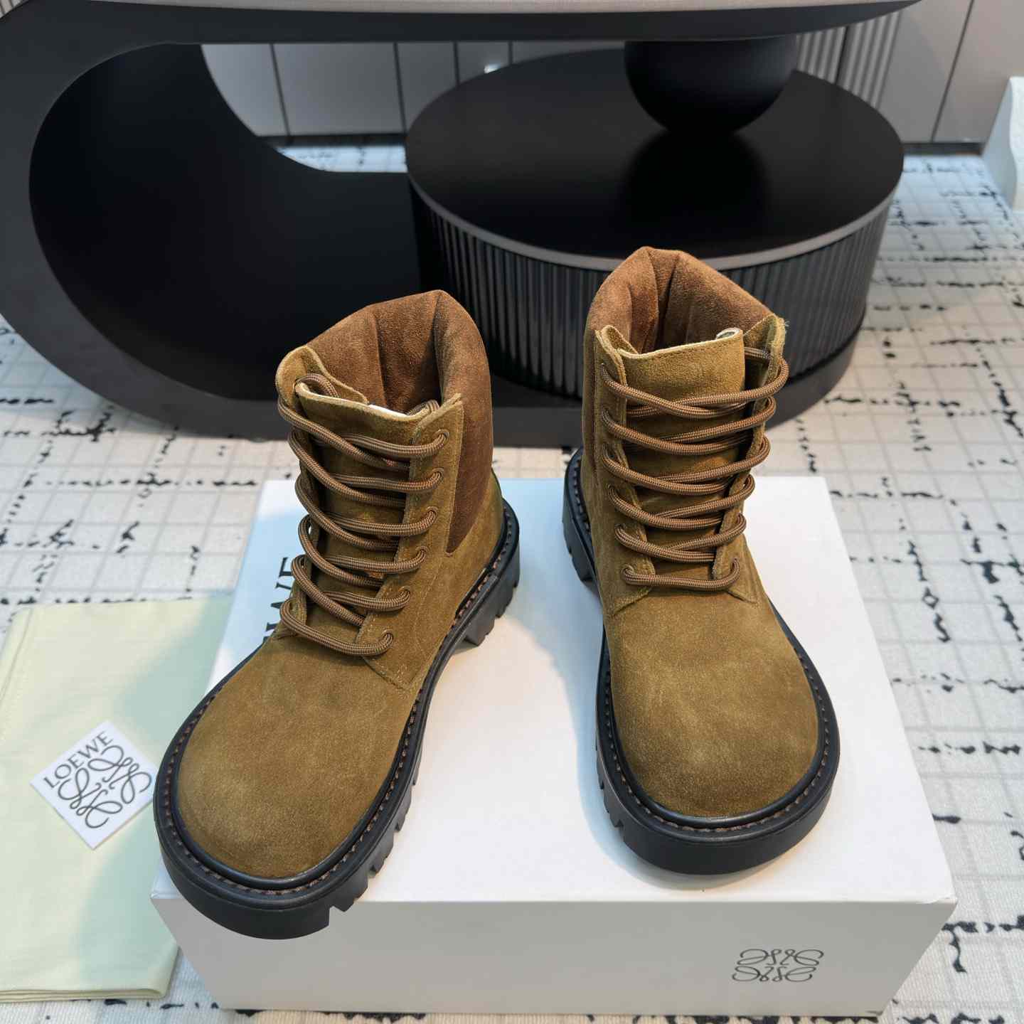 Loewe Sierra Combat Ankle Boot In Suede - PerfectKickZ