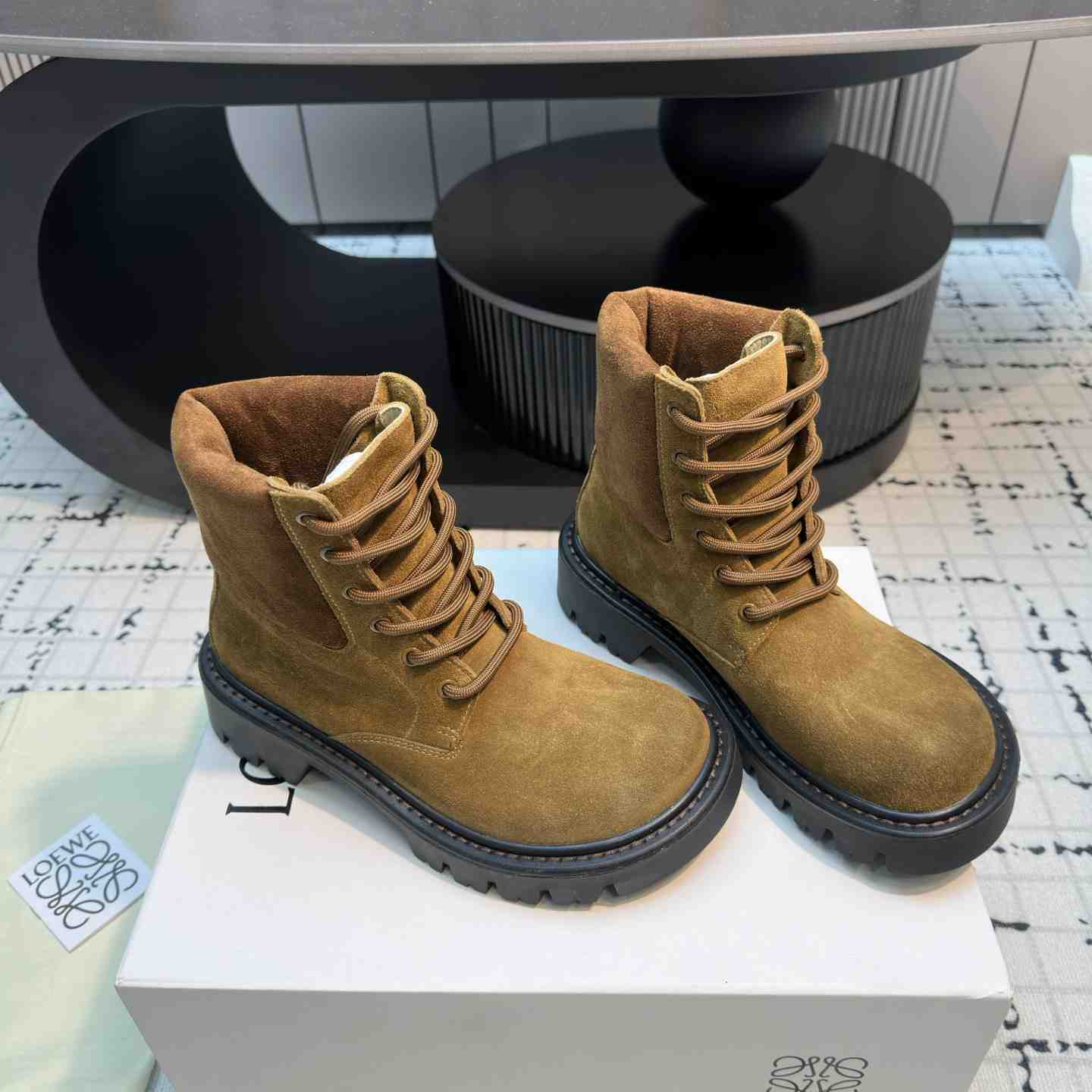 Loewe Sierra Combat Ankle Boot In Suede - PerfectKickZ