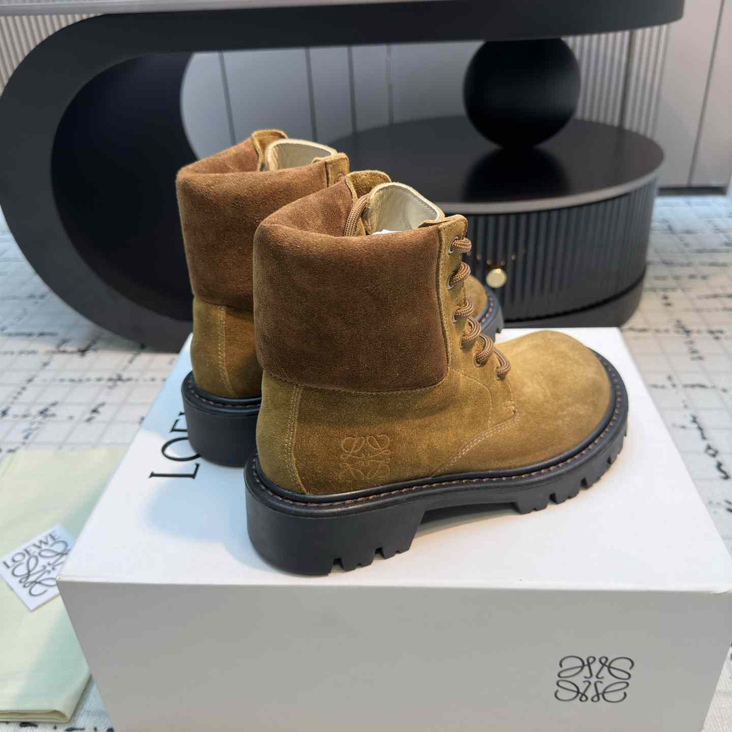 Loewe Sierra Combat Ankle Boot In Suede - PerfectKickZ