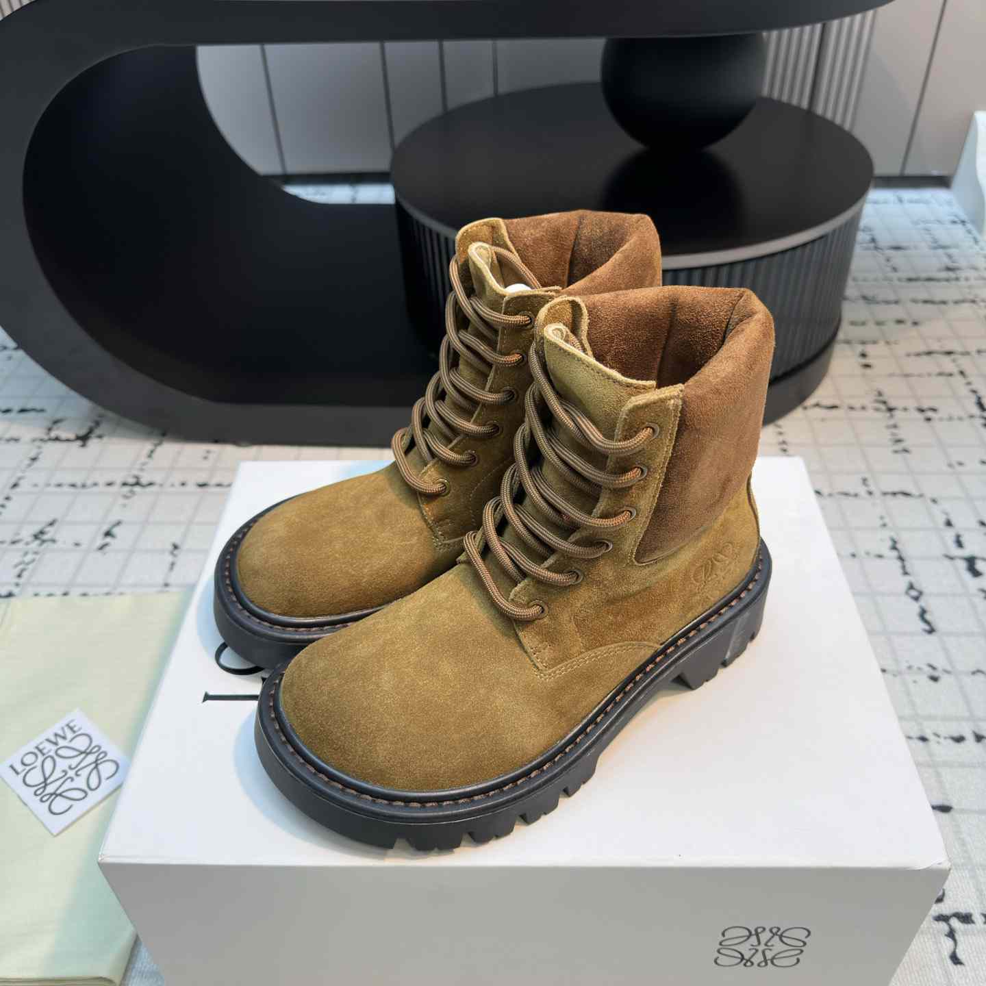 Loewe Sierra Combat Ankle Boot In Suede - PerfectKickZ