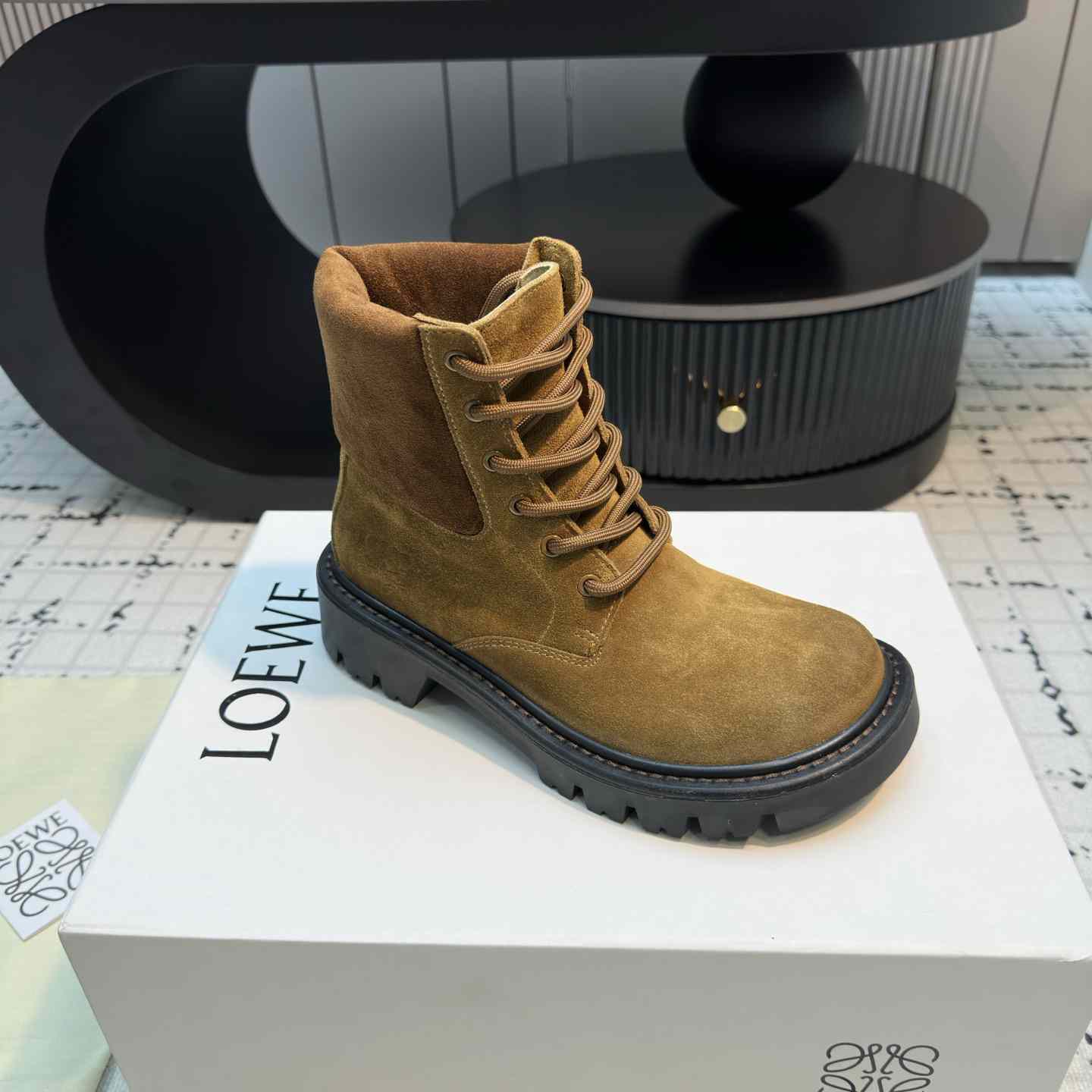 Loewe Sierra Combat Ankle Boot In Suede - PerfectKickZ