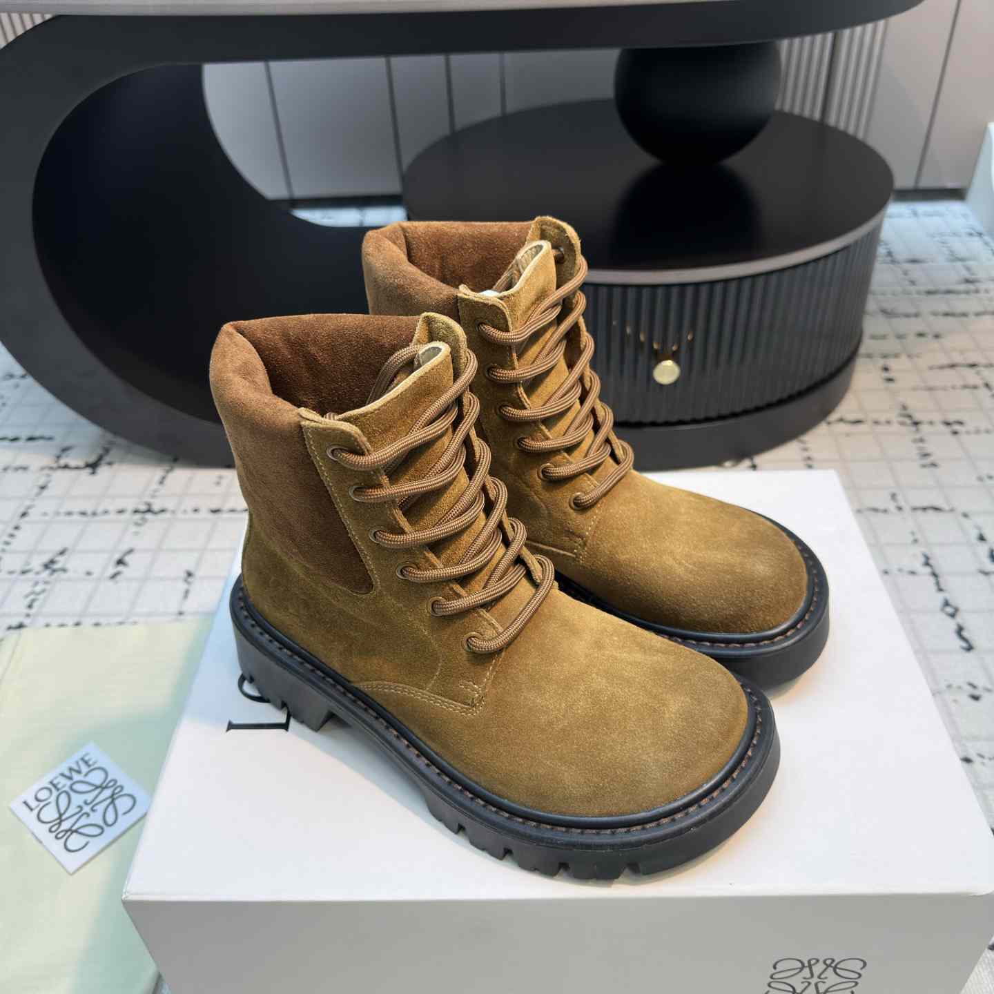 Loewe Sierra Combat Ankle Boot In Suede - PerfectKickZ