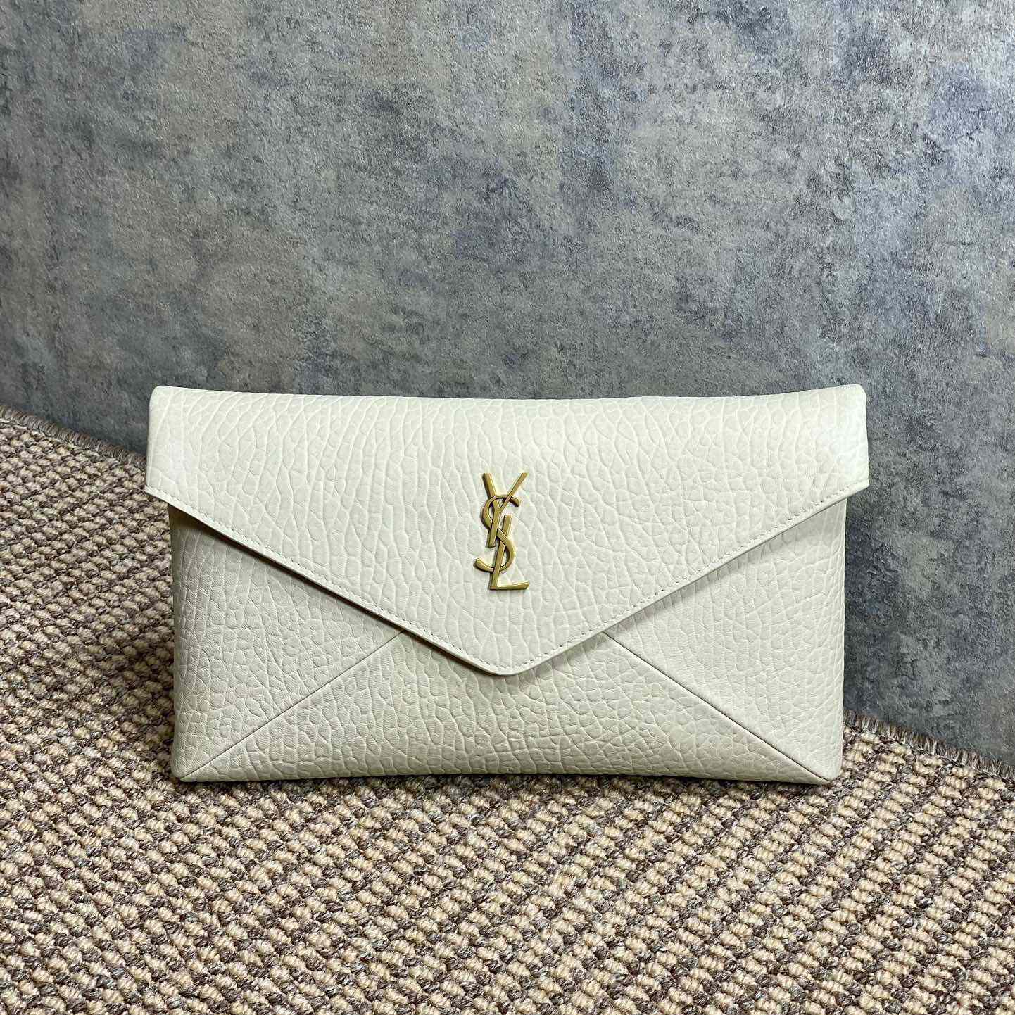 Saint Laurent Cassandre Large Envelope Pouch In Lambskin - PerfectKickZ