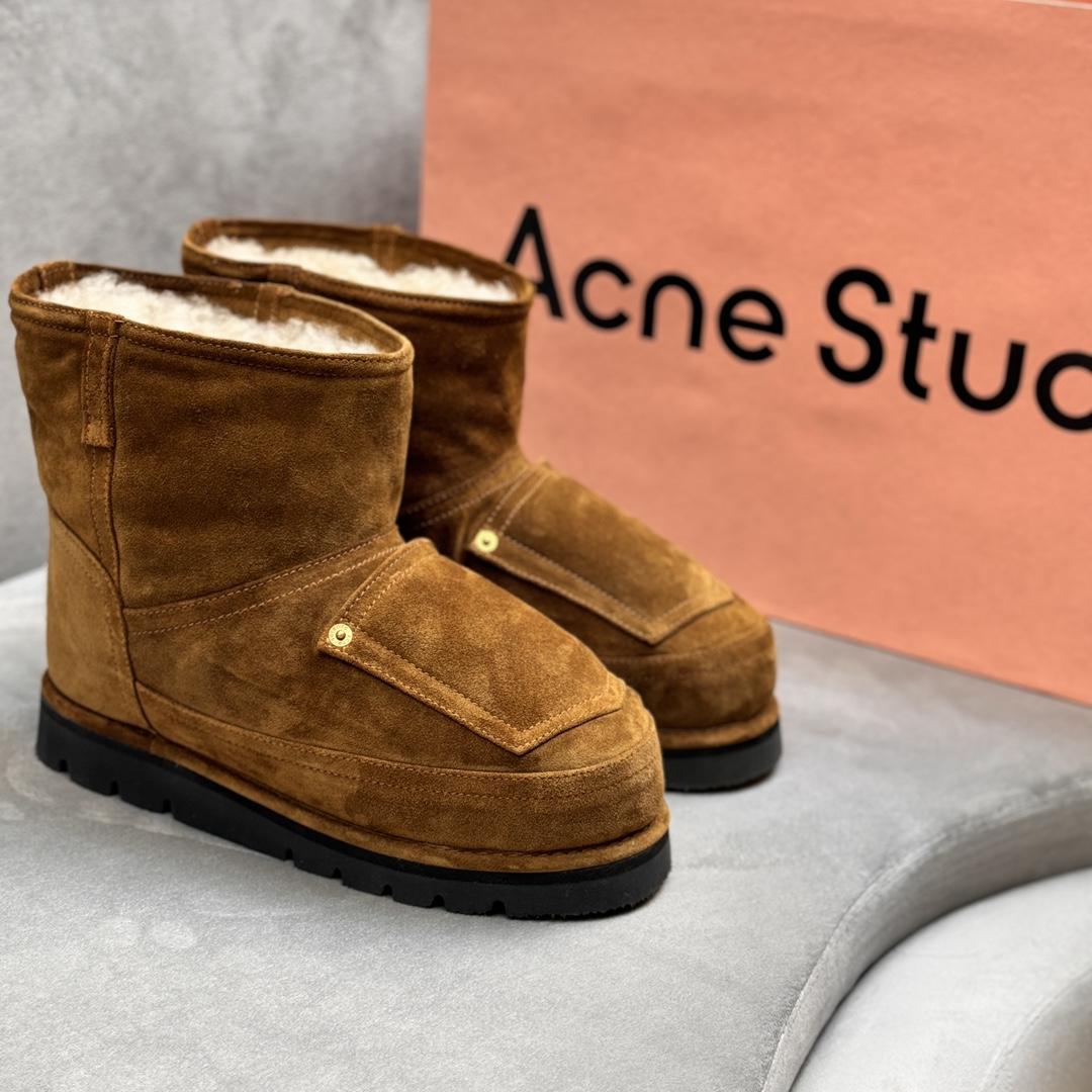 Acne Studios Tobacco Brown Shearling Leather Boots - PerfectKickZ