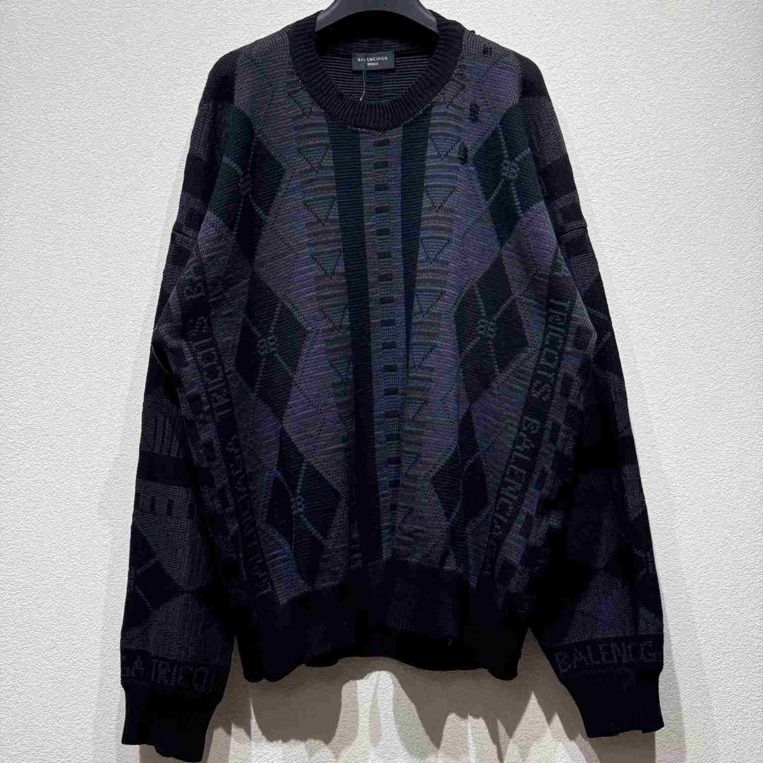 Balenciaga Logo-jacquard Distressed Jumper - PerfectKickZ