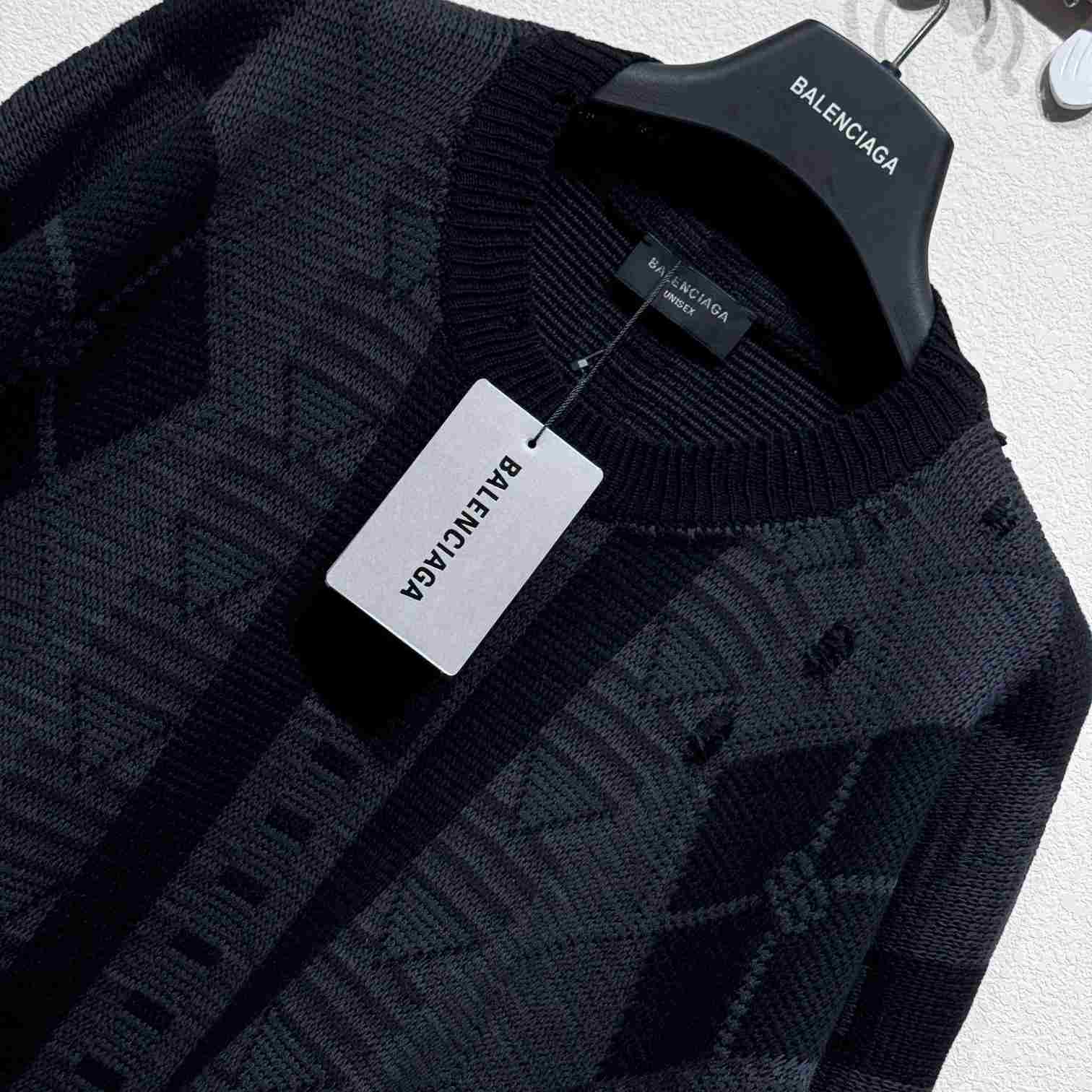 Balenciaga Logo-jacquard Distressed Jumper - PerfectKickZ
