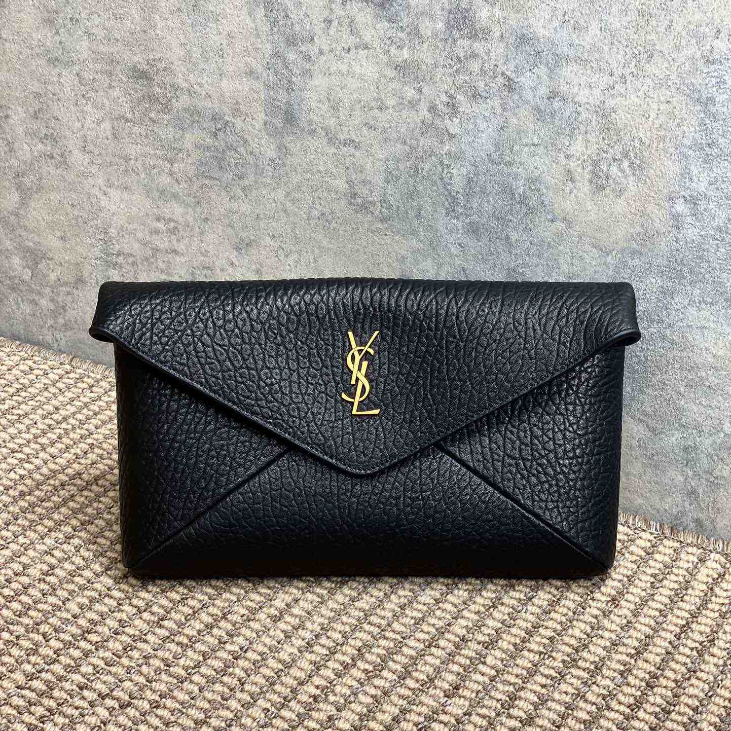 Saint Laurent Cassandre Large Envelope Pouch In Lambskin - PerfectKickZ
