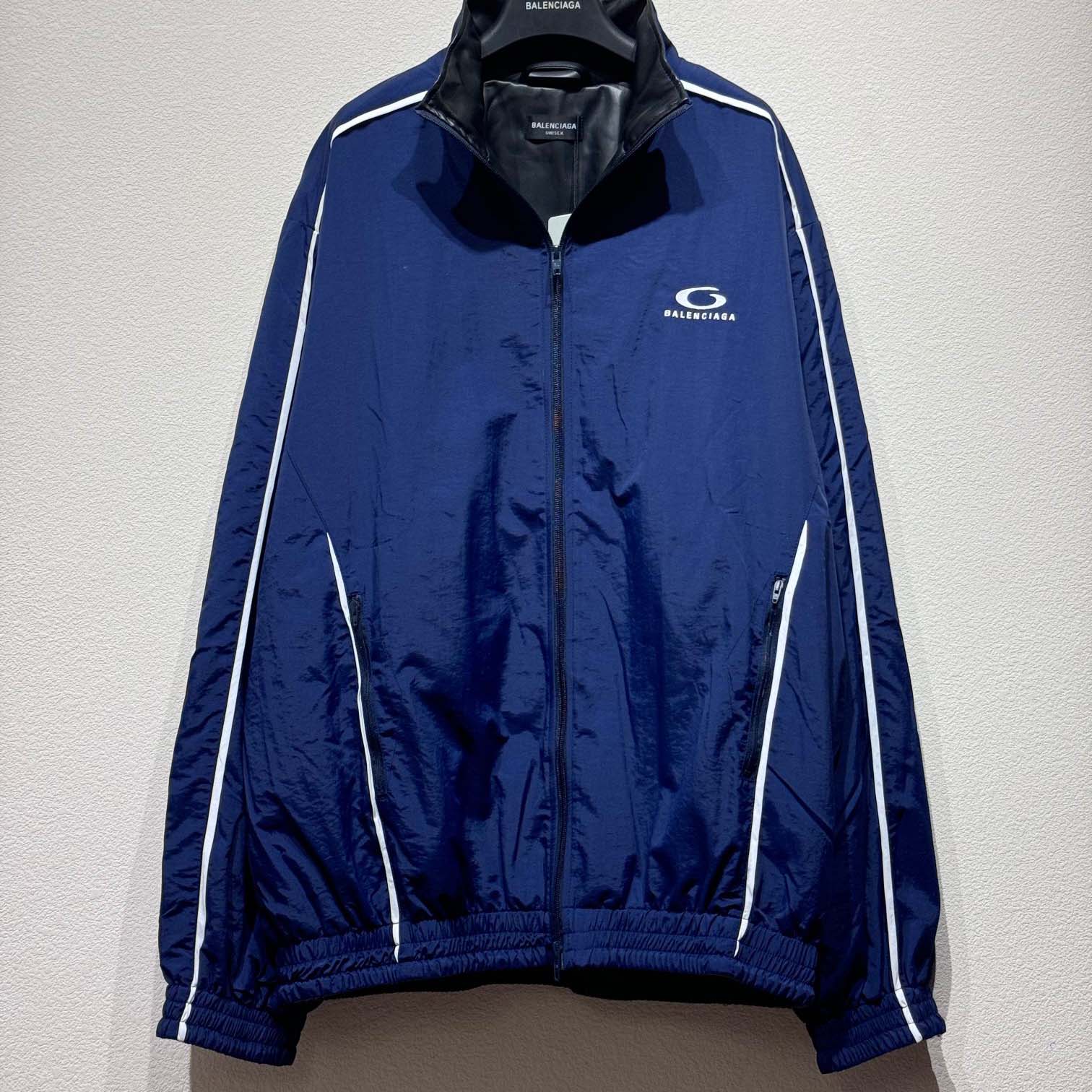 Balenciaga Loop Sports Icon Large Tracksuit Jacket In Navy Blue - PerfectKickZ