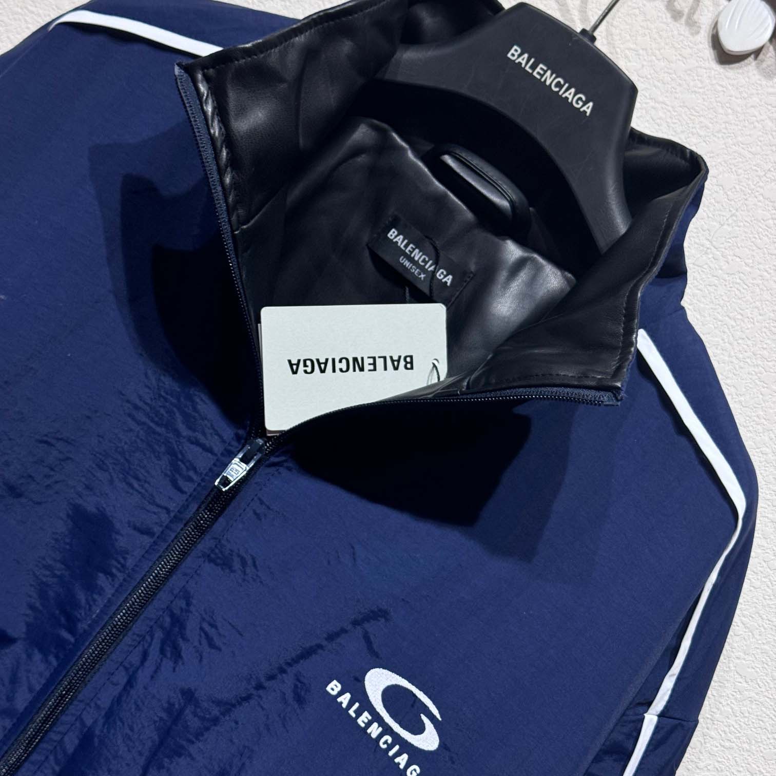 Balenciaga Loop Sports Icon Large Tracksuit Jacket In Navy Blue - PerfectKickZ
