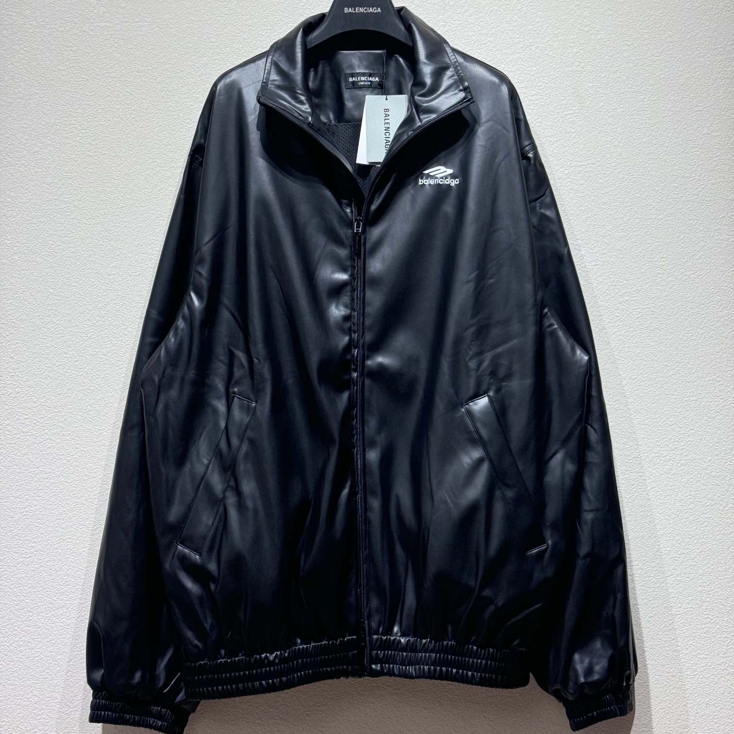 Balenciaga 3B Logo Oversize Leather Track Jacket - PerfectKickZ