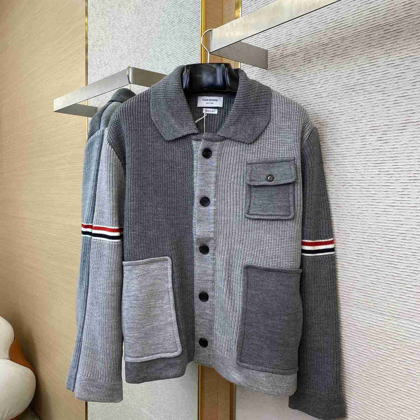 Thom Browne Fun-Mix Boiled Wool Stripe Workman's Jacket - PerfectKickZ