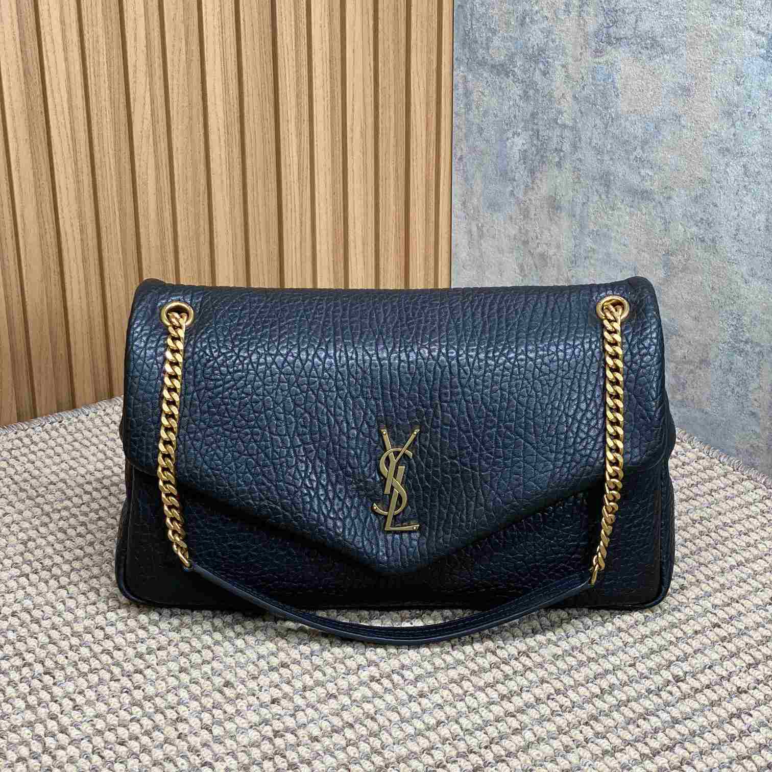 Saint Laurent Calypso Large In Grained Lambskin - PerfectKickZ