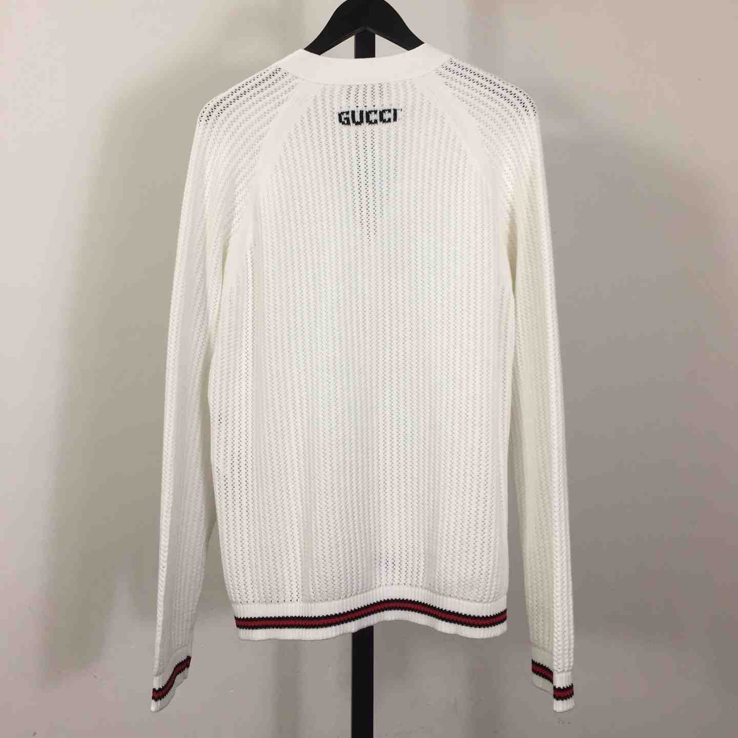 Gucci Ajour Cotton Knit Cardigan With Web - 