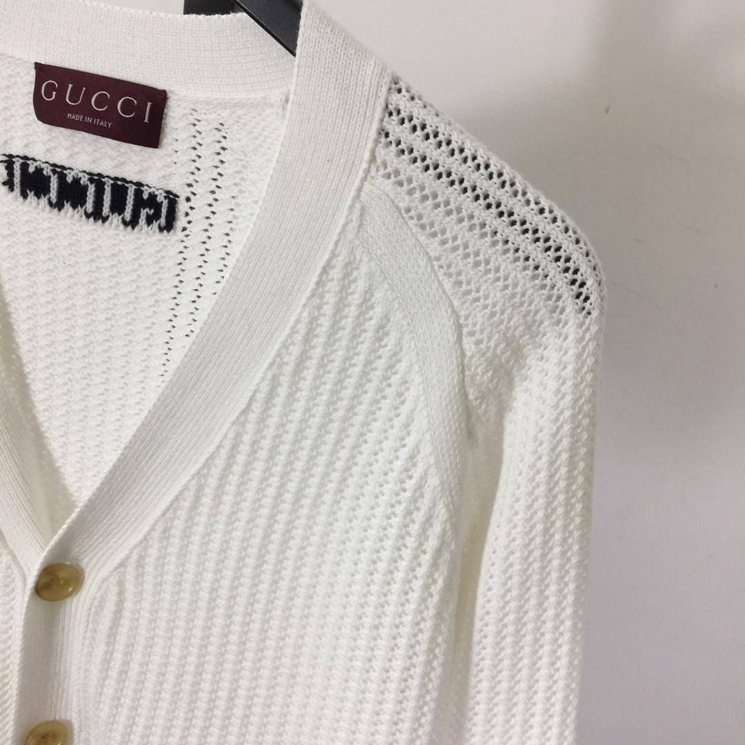 Gucci Ajour Cotton Knit Cardigan With Web - 