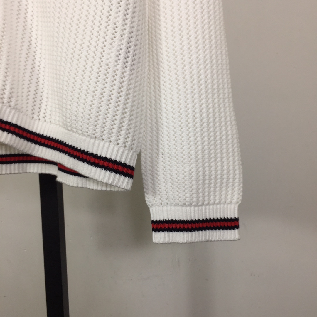 Gucci Ajour Cotton Knit Cardigan With Web - 
