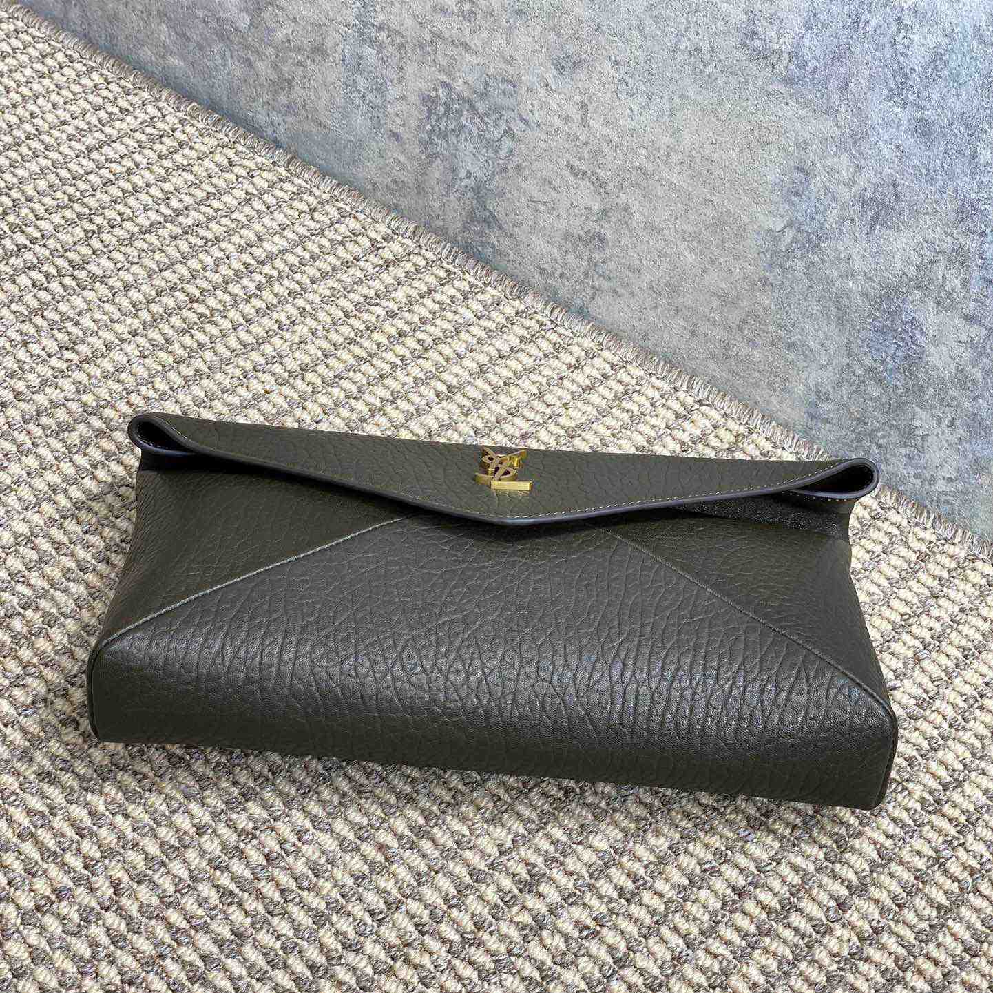 Saint Laurent Cassandre Large Envelope Pouch In Lambskin - PerfectKickZ
