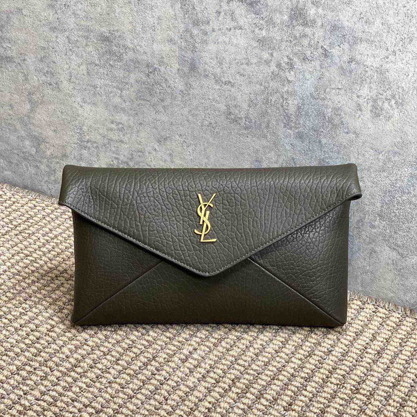 Saint Laurent Cassandre Large Envelope Pouch In Lambskin - PerfectKickZ
