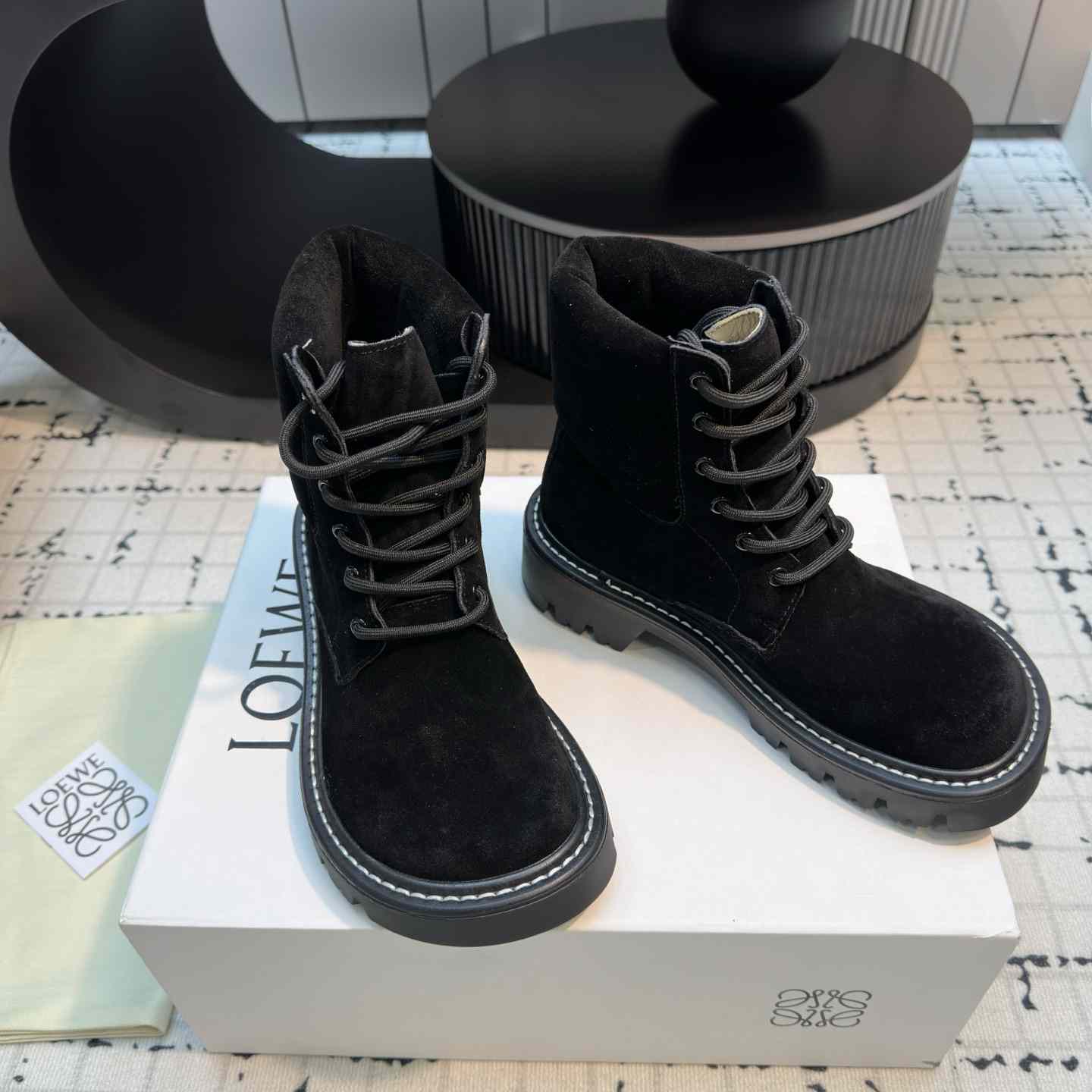 Loewe Sierra Combat Ankle Boot In Suede - PerfectKickZ