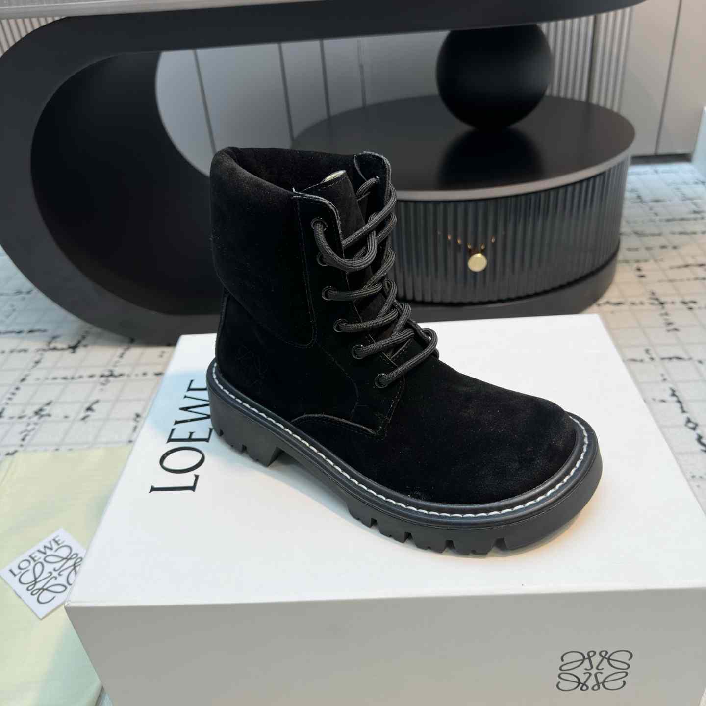 Loewe Sierra Combat Ankle Boot In Suede - PerfectKickZ