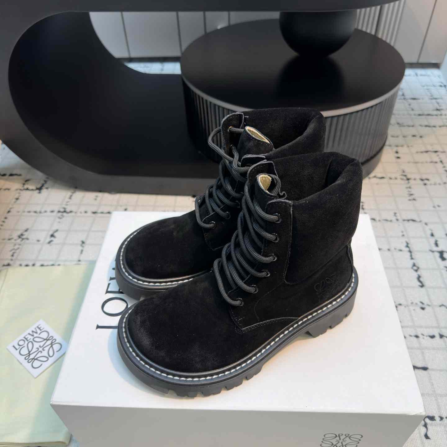 Loewe Sierra Combat Ankle Boot In Suede - PerfectKickZ
