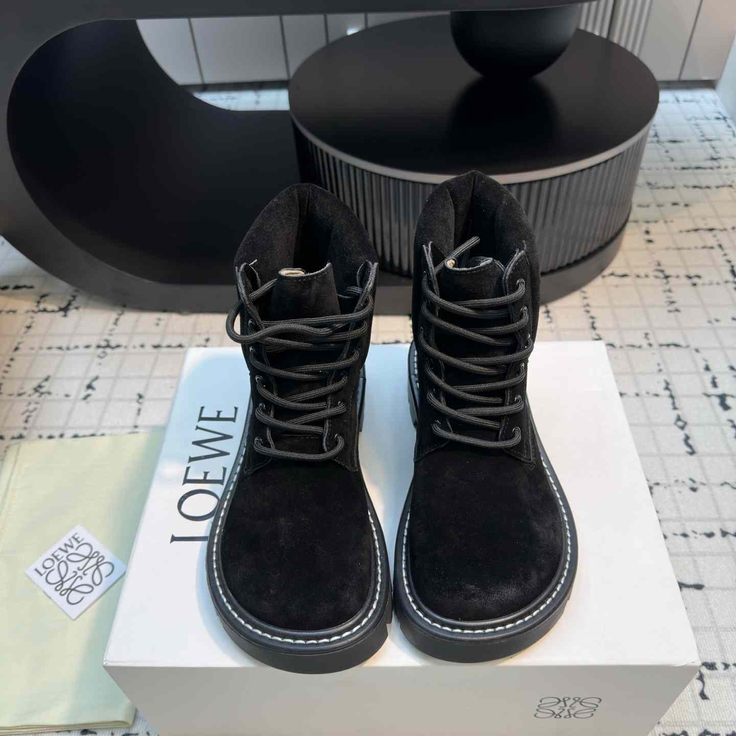 Loewe Sierra Combat Ankle Boot In Suede - PerfectKickZ