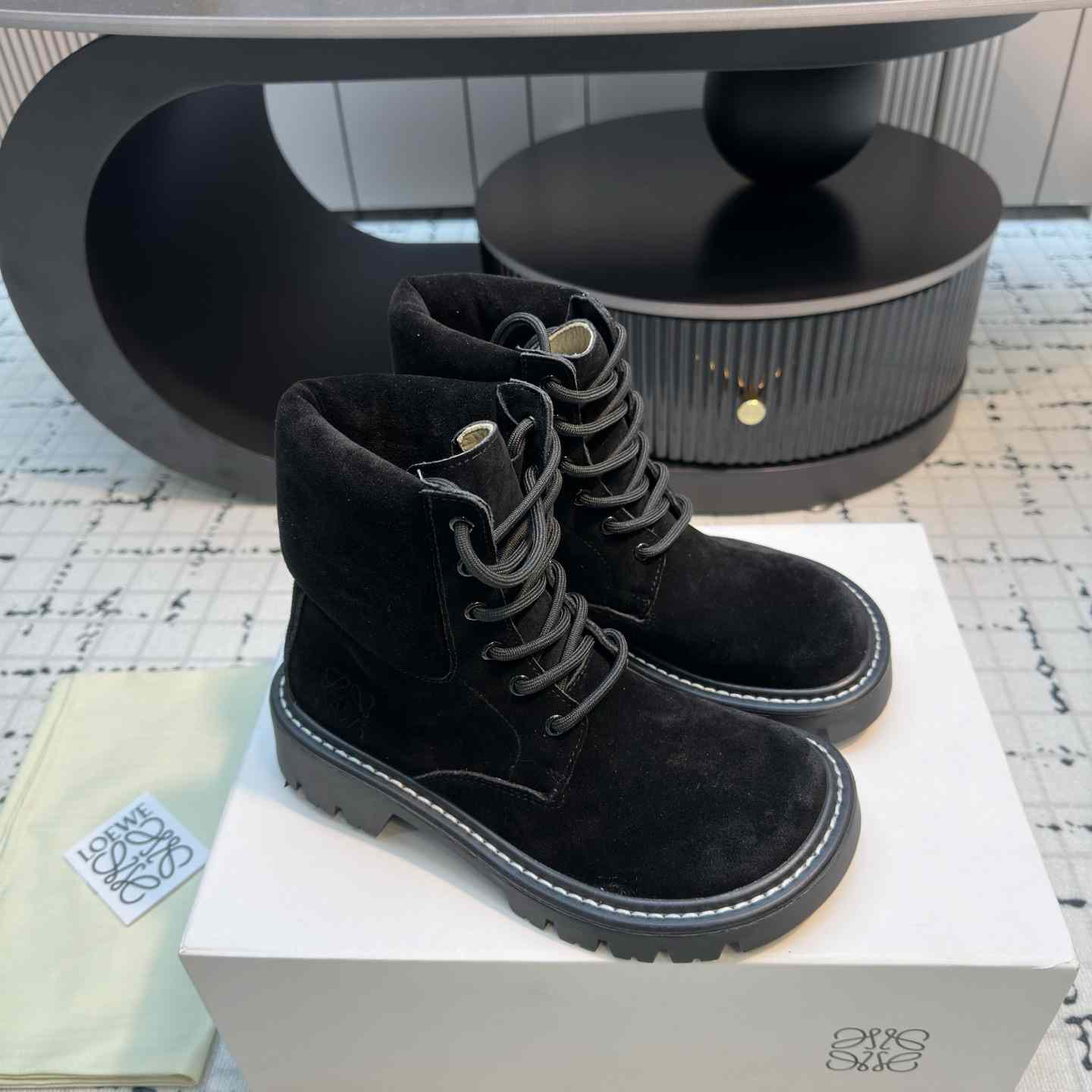 Loewe Sierra Combat Ankle Boot In Suede - PerfectKickZ