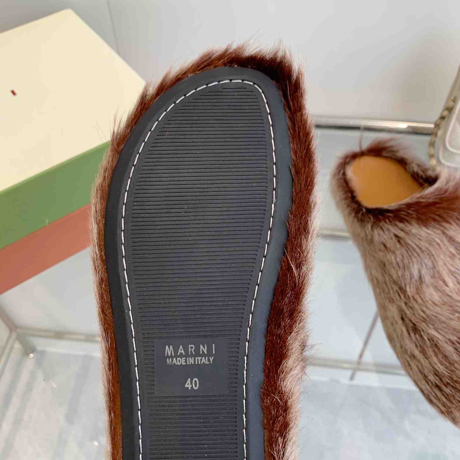 Marni Long Hair Calfskin Fussbett Sabot - PerfectKickZ