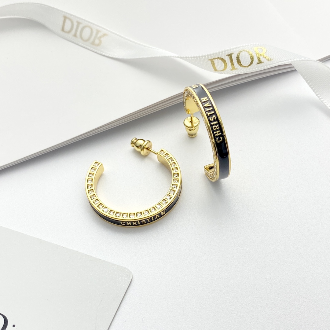 Dior Small Dior Night Code Hoop Earrings - PerfectKickZ
