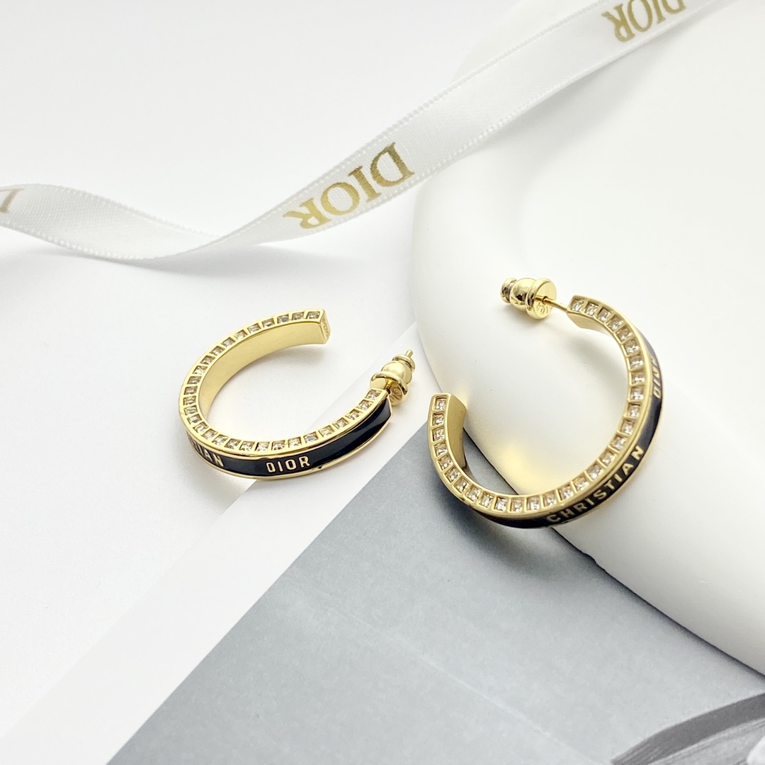 Dior Small Dior Night Code Hoop Earrings - PerfectKickZ