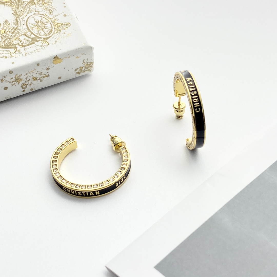 Dior Small Dior Night Code Hoop Earrings - PerfectKickZ