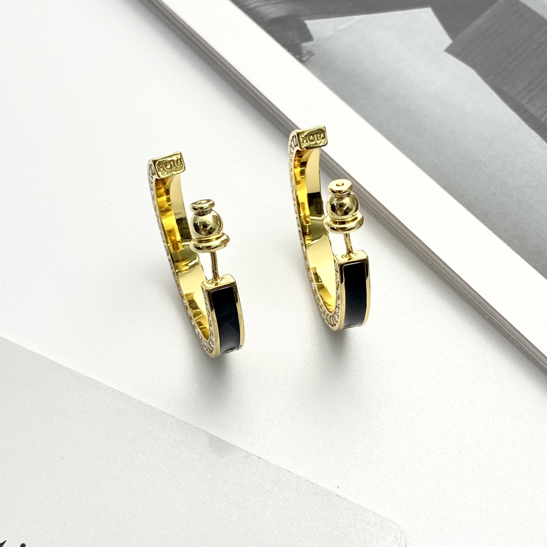 Dior Small Dior Night Code Hoop Earrings - PerfectKickZ