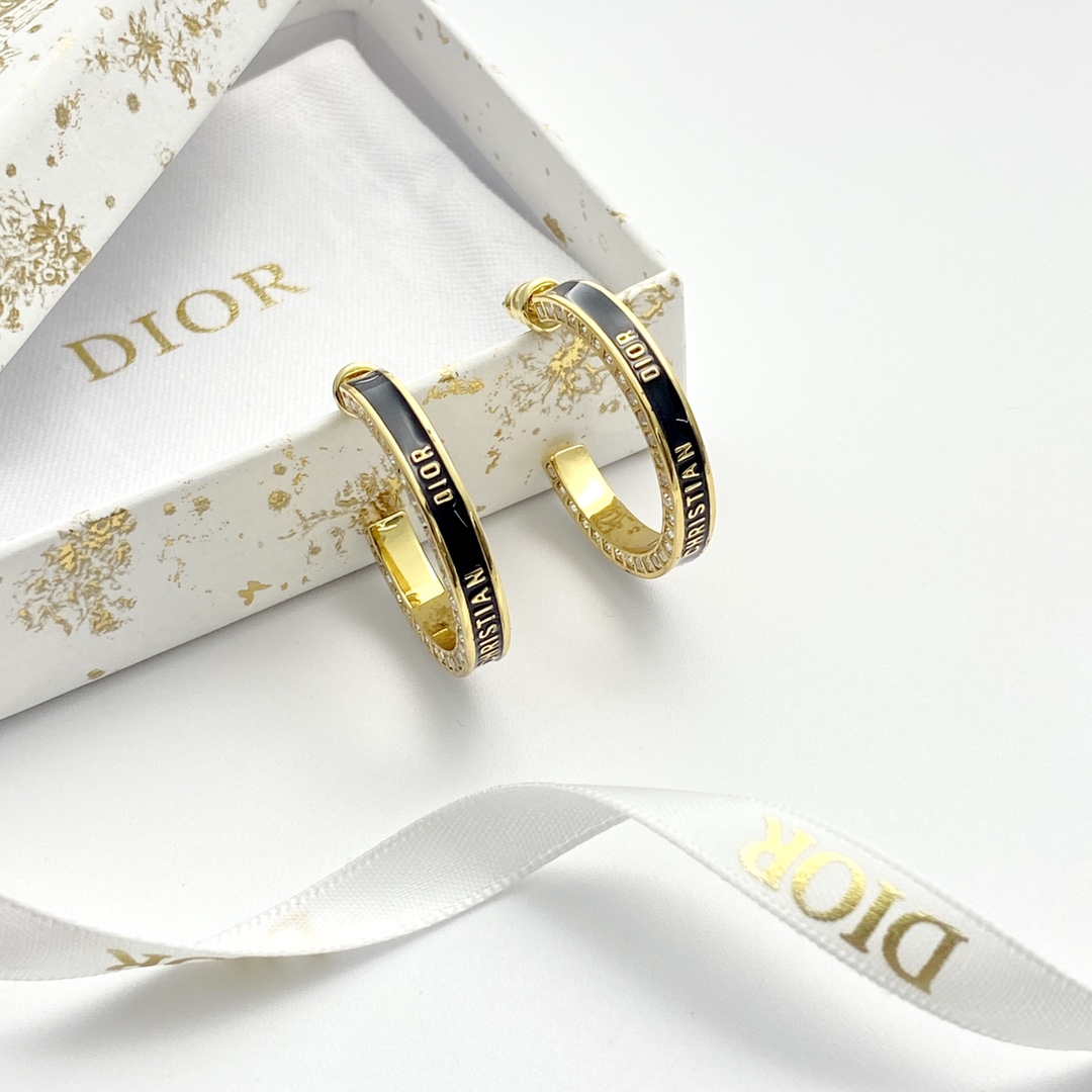 Dior Small Dior Night Code Hoop Earrings - PerfectKickZ