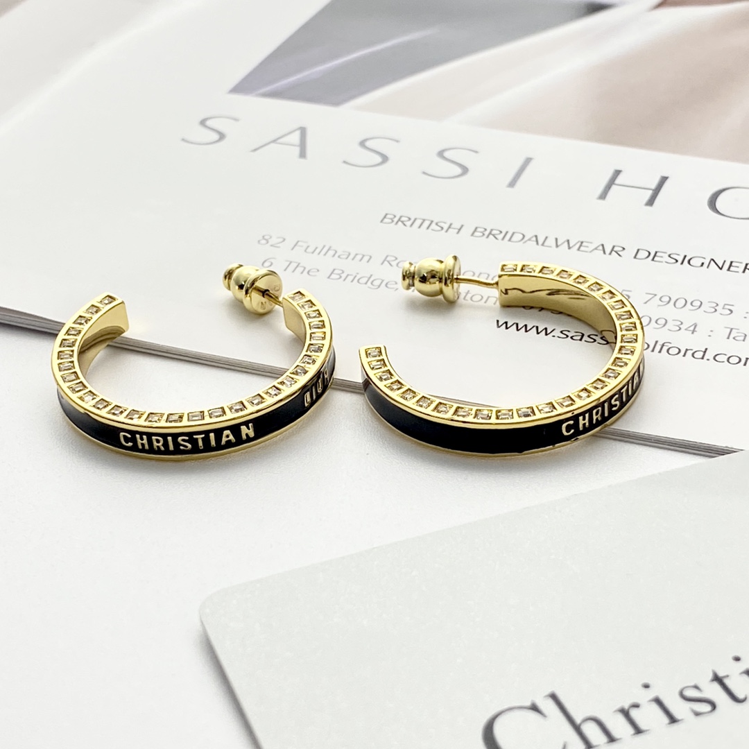 Dior Small Dior Night Code Hoop Earrings - PerfectKickZ