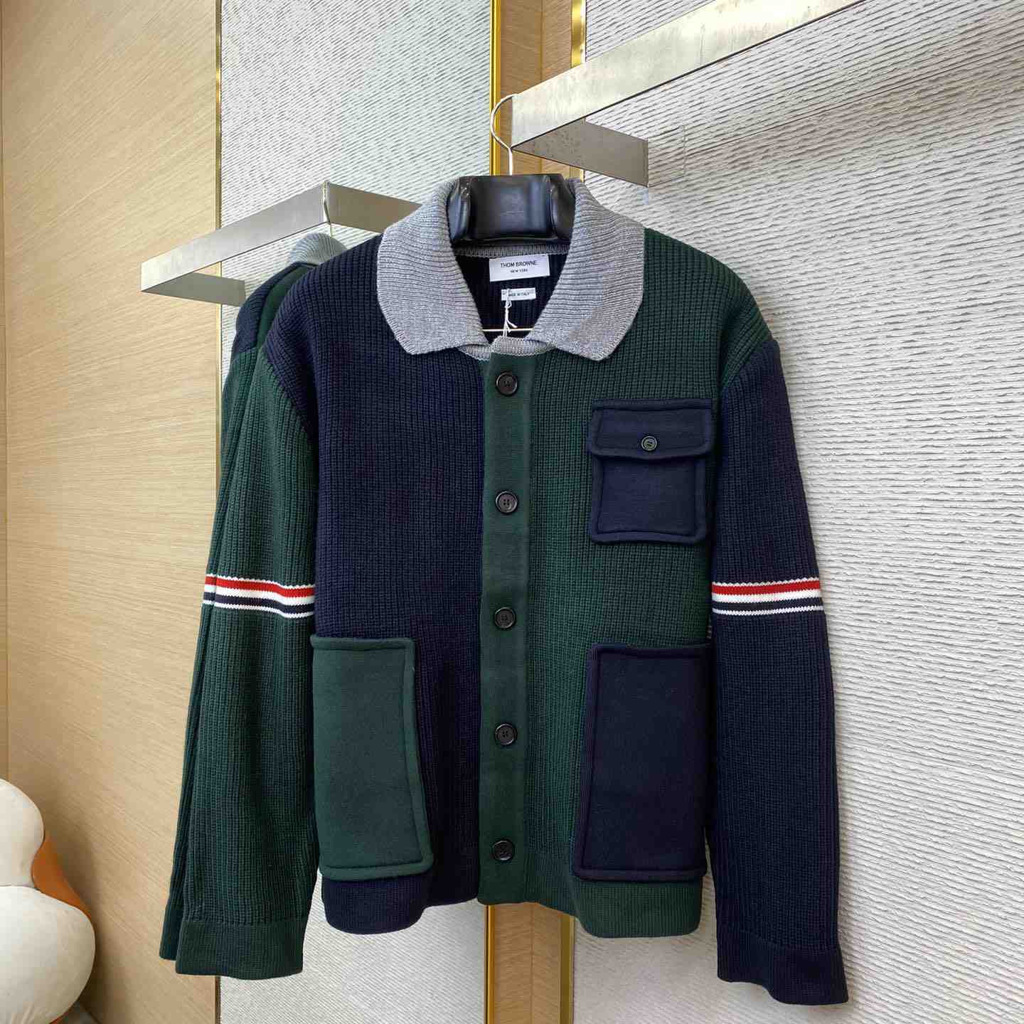 Thom Browne Fun-Mix Boiled Wool Stripe Workman's Jacket - PerfectKickZ
