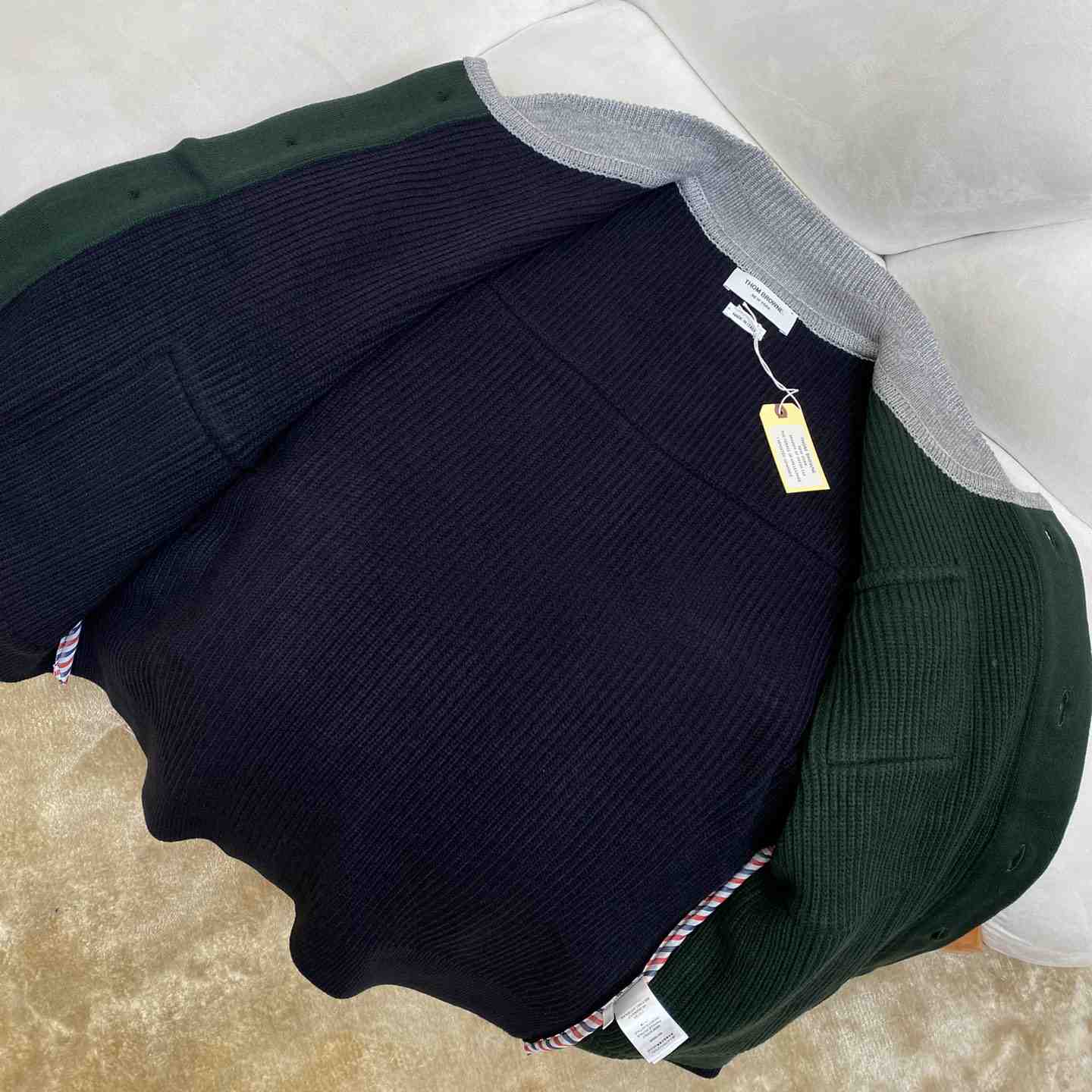 Thom Browne Fun-Mix Boiled Wool Stripe Workman's Jacket - PerfectKickZ