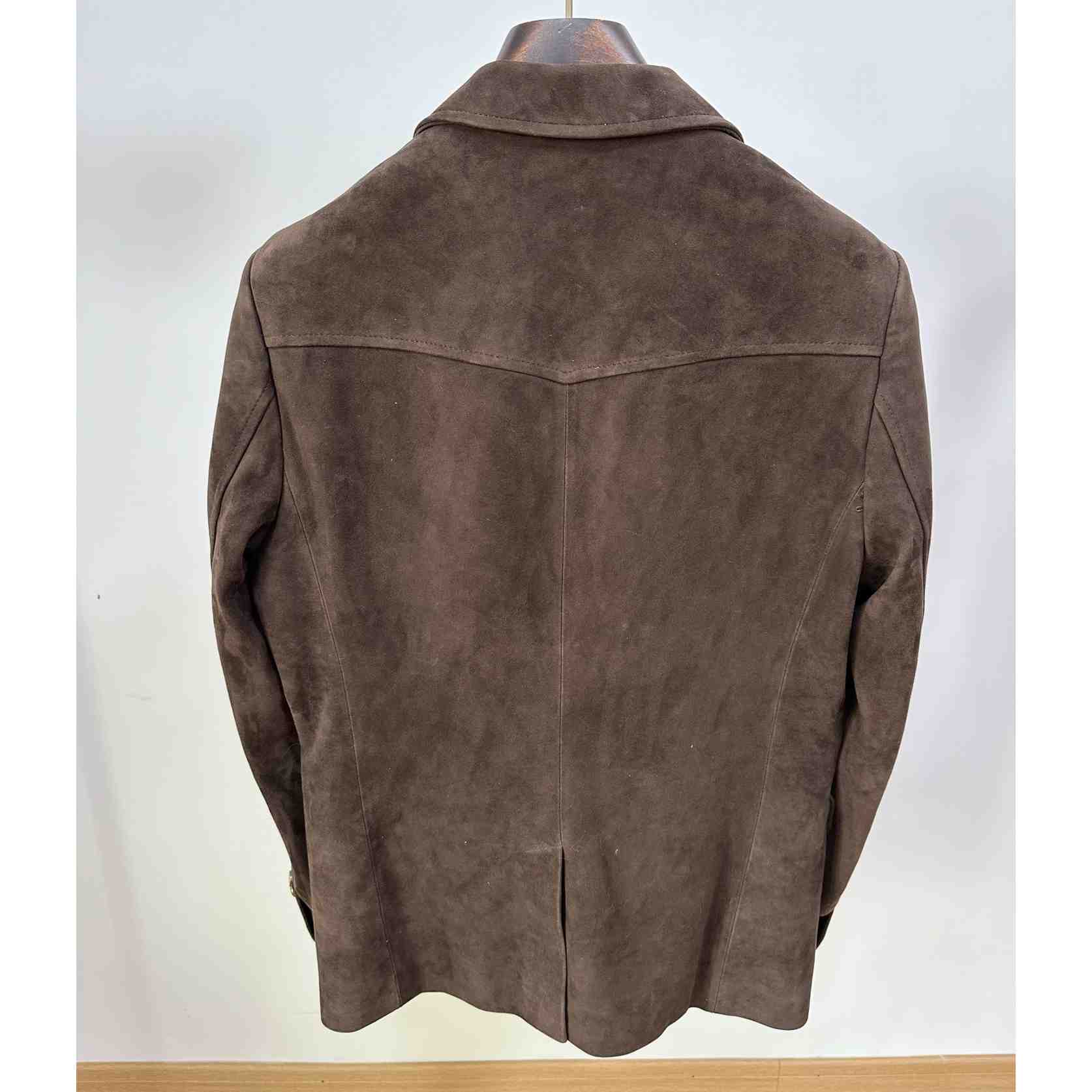 Louis Vuitton Single-Breasted Nubuck Leather Jacket   1AFXFK - PerfectKickZ