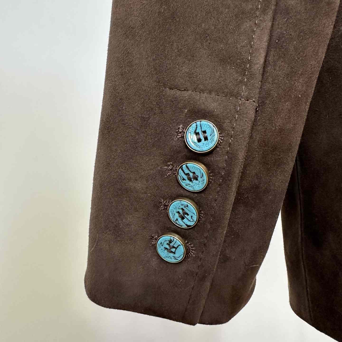 Louis Vuitton Single-Breasted Nubuck Leather Jacket   1AFXFK - PerfectKickZ