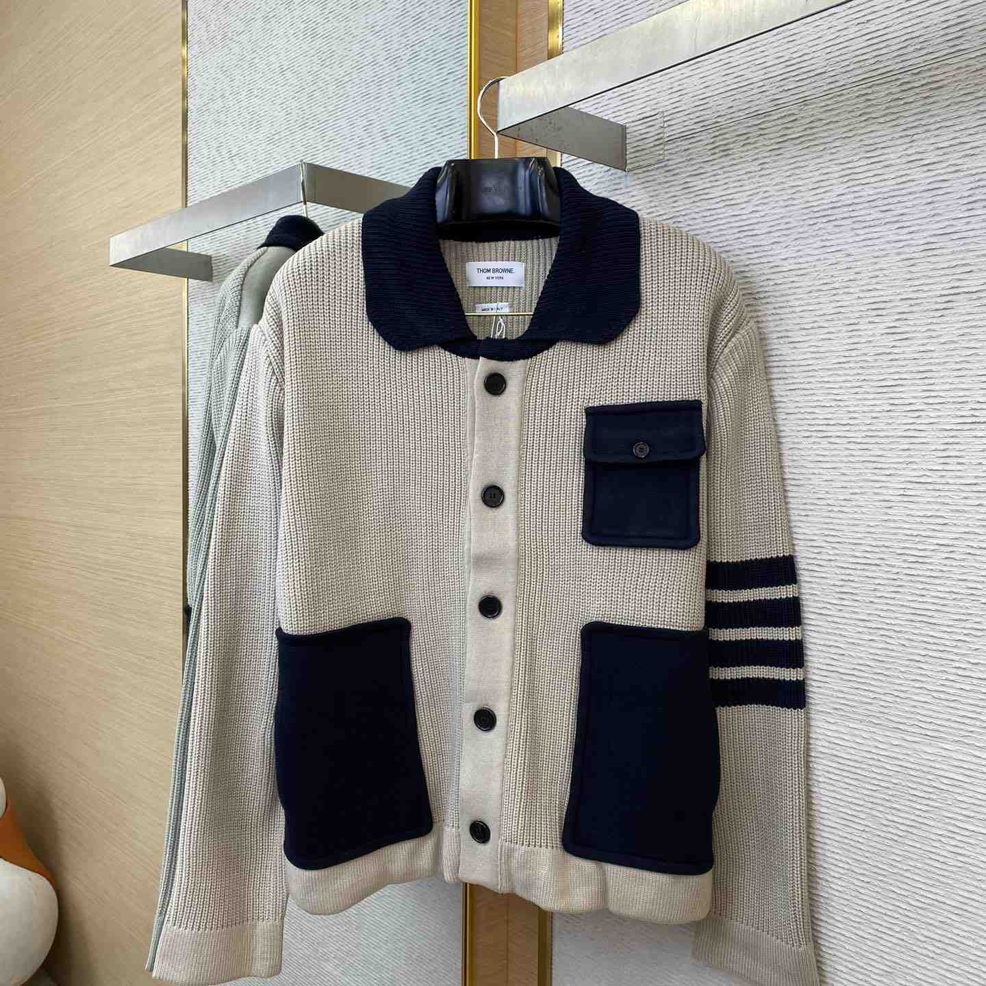 Thom Browne Fun-Mix Boiled Wool Stripe Workman's Jacket - PerfectKickZ