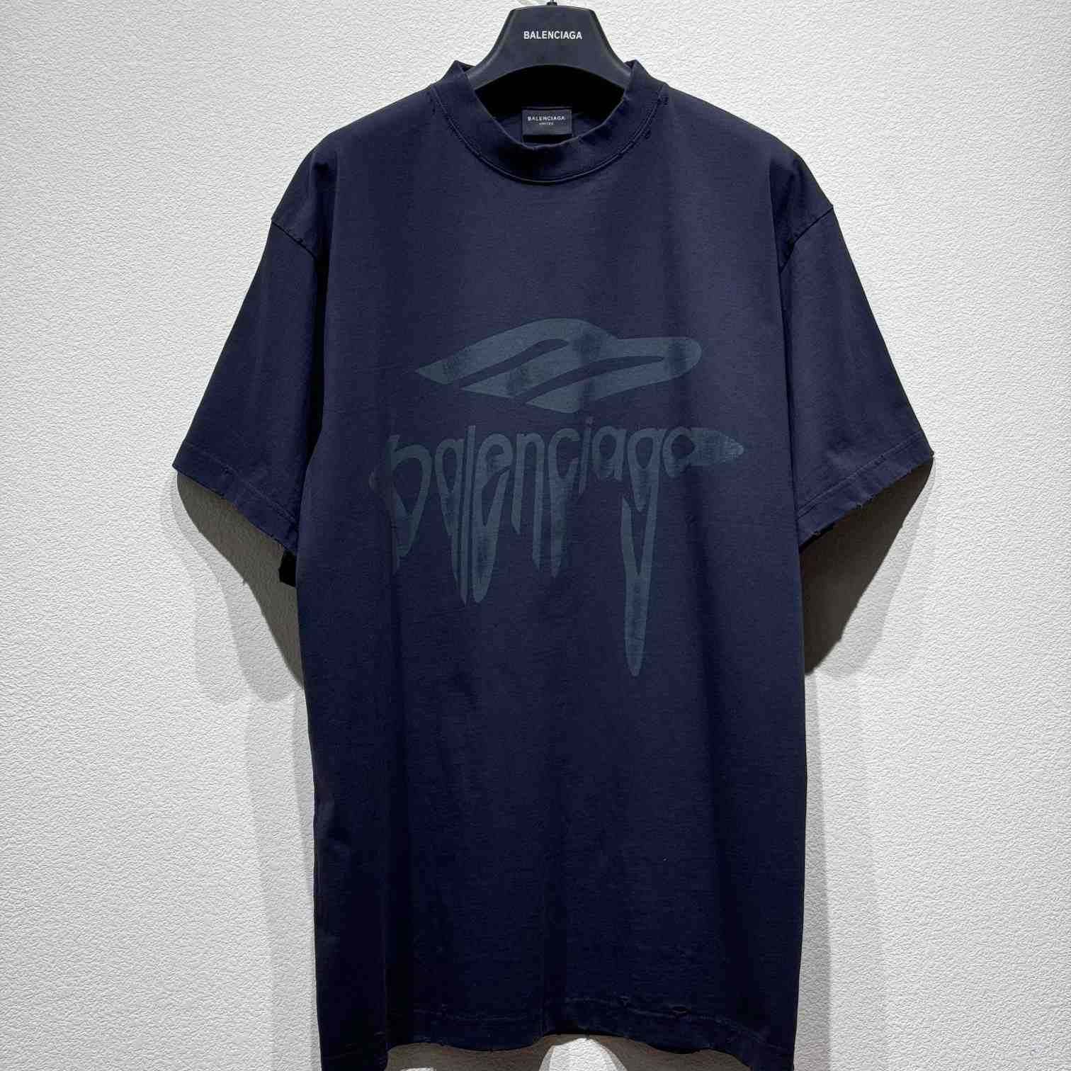 Balenciaga 3B Liquefied T-Shirt Oversized In Faded Black - PerfectKickZ